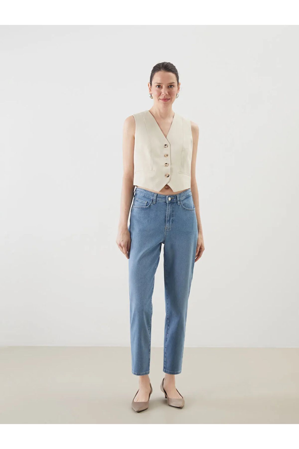 LC Waikiki LCW Jeans Indigo Mom Fit Kadın Jean Pantolon