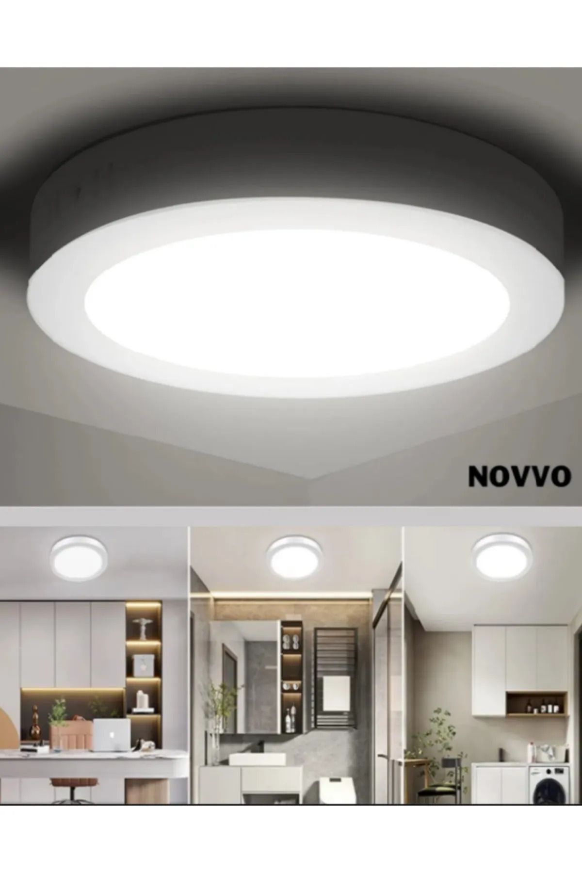 luxshome Büyük Boy Tavana Sıfır Led Plofonyer Avize Armatür Banyo Tuvalet Balkon Lambası Armatürü Beyaz Işık
