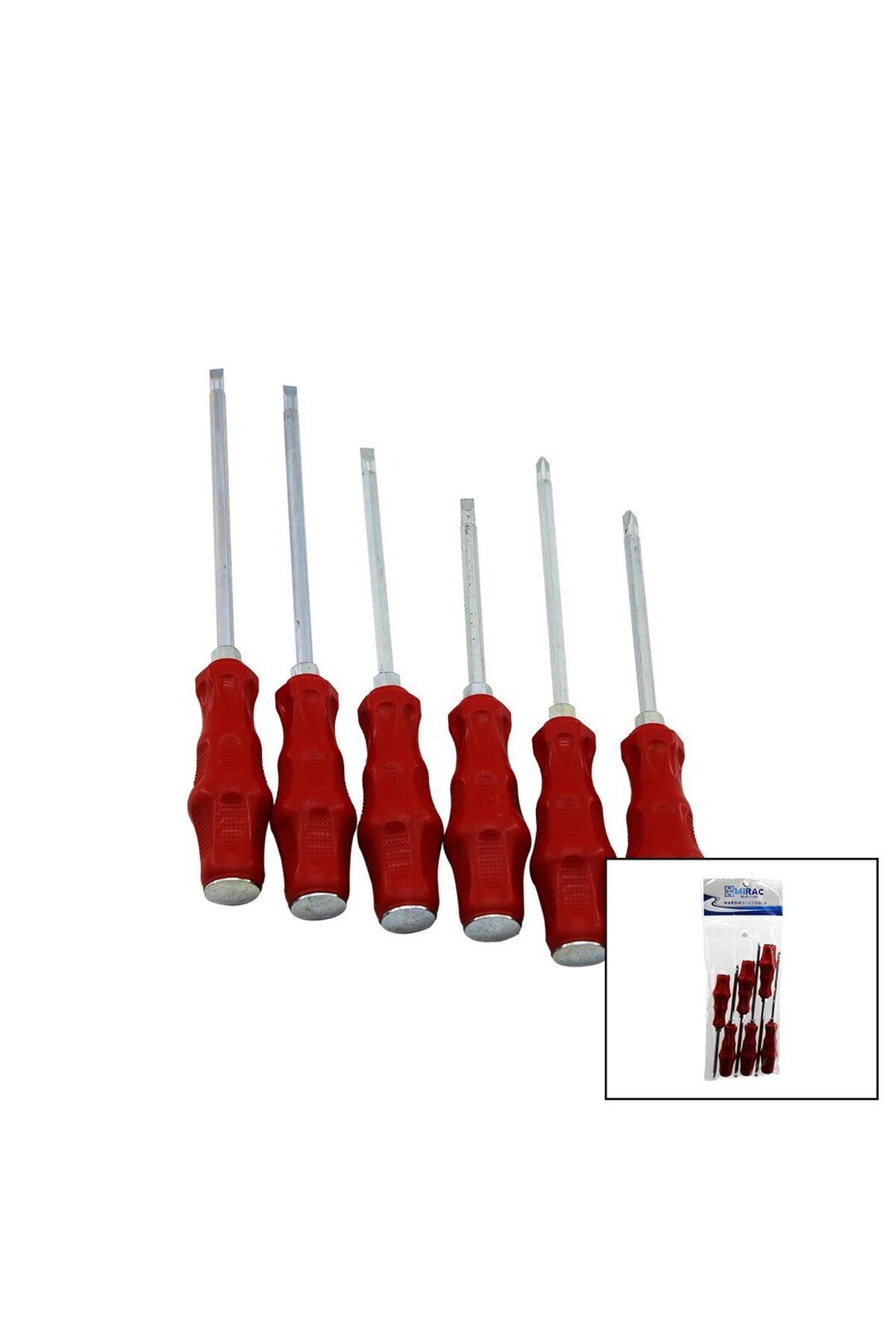 Modafiks PVC AMBALAJ KIRMIZI - PLASTİK SAPLI DARBELİ 6LI SET ÇİFT TARAFLI TORNAVİDA TAKIMI (4767)