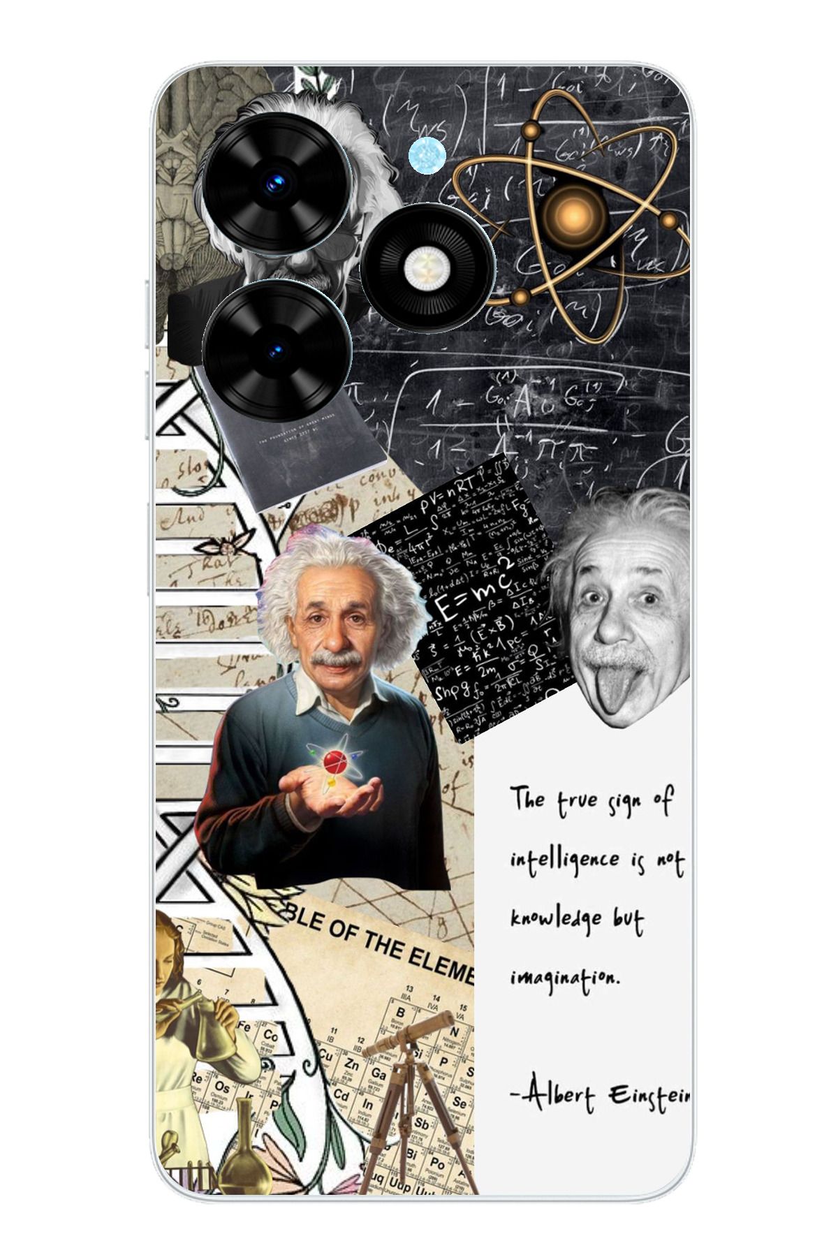 TechTree Tecno Spark 20 - 20C Uyumlu Albert Einstein Şeffaf Silikon Kılıf
