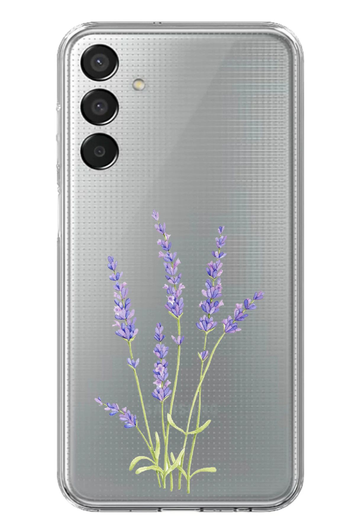 TechTree Samsung Galaxy M15 Uyumlu Lavanta Çiçek Tasarımlı Şeffaf Silikon Kılıf
