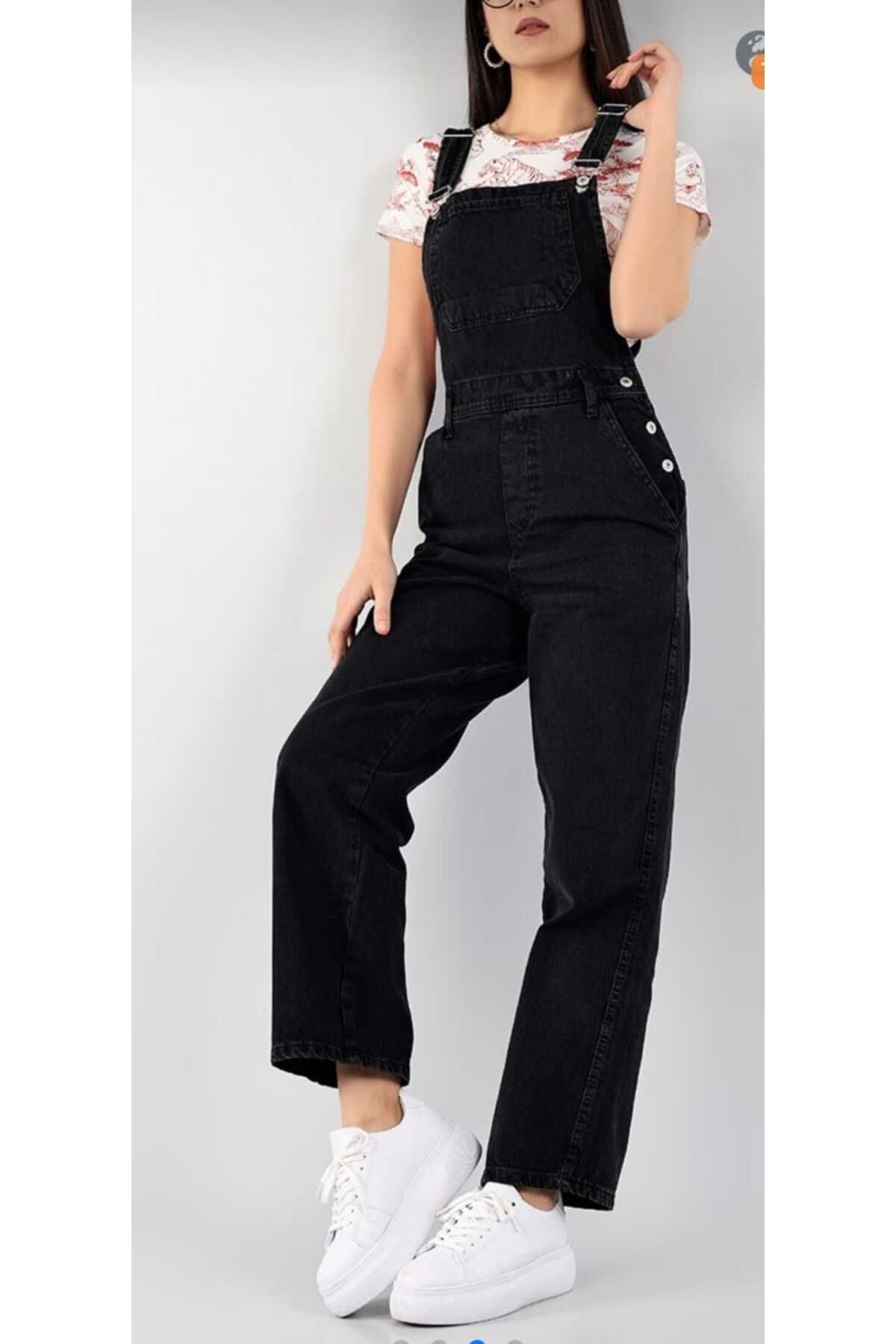 MissPul Kadın premium Kalite denim salopet tulum