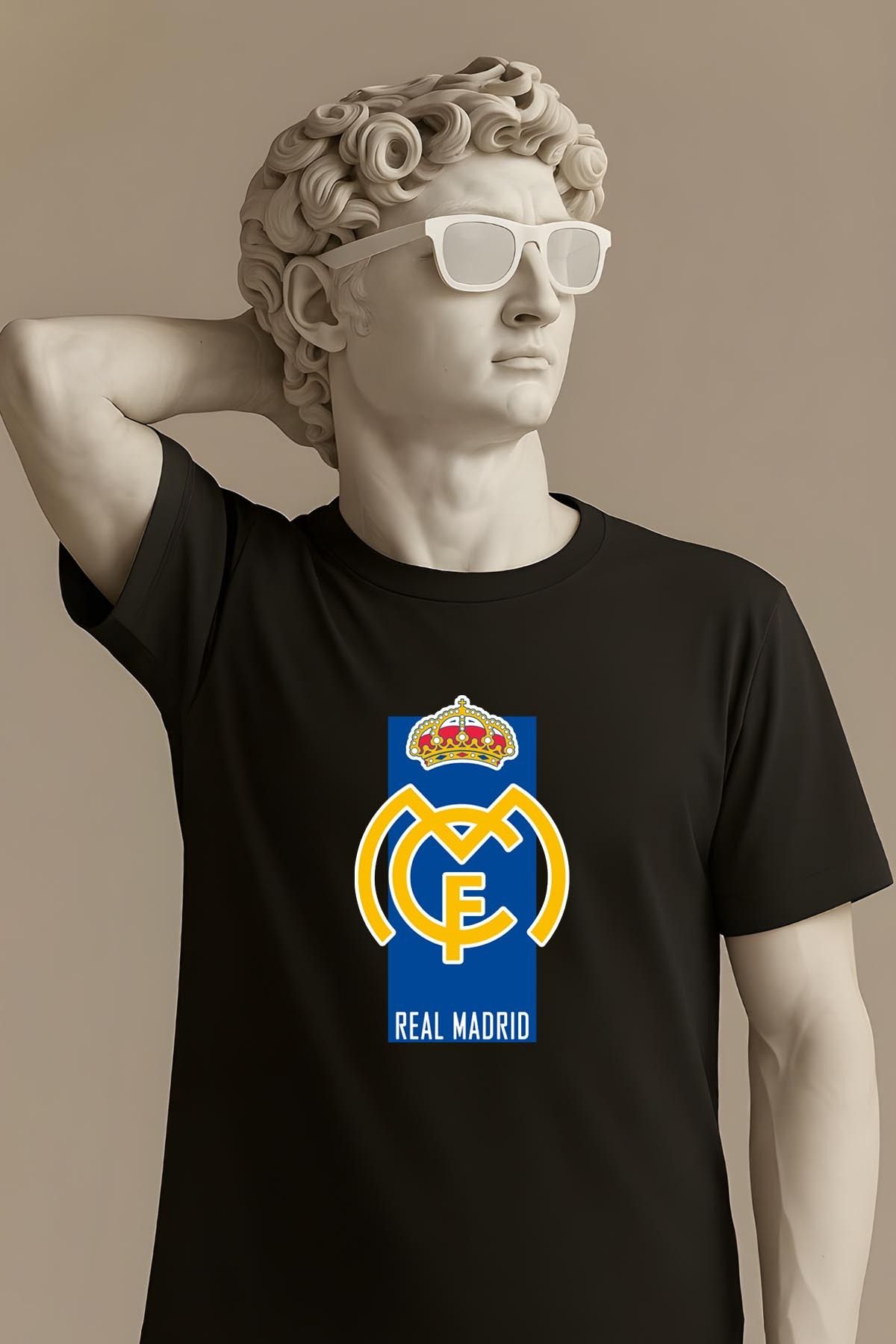 362BASKI Real Madrid Minimal Tasarım Logo Baskılı Tshirt