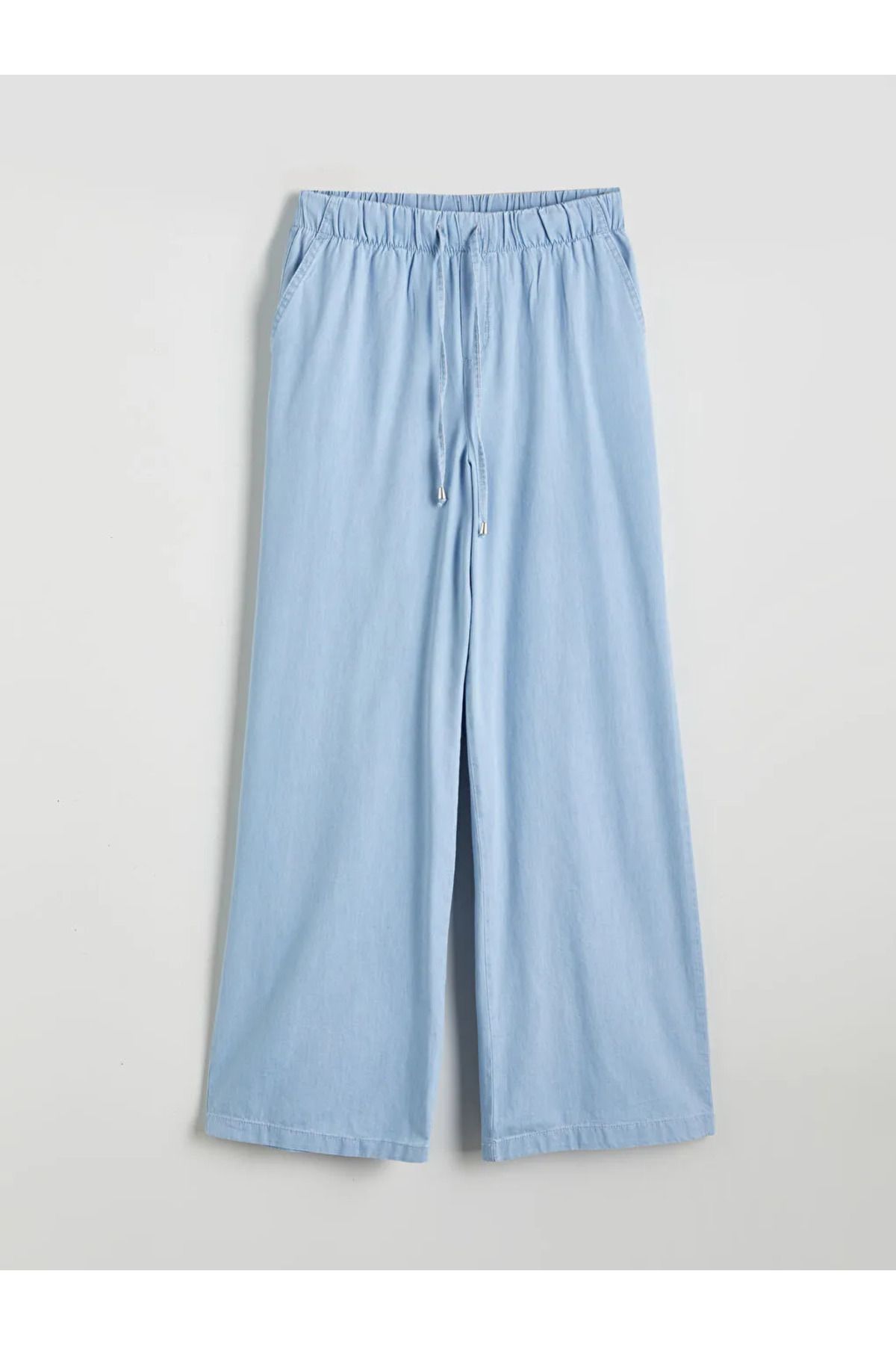 LC Waikiki LCW Comfort Indigo Beli Lastikli Wideleg Kadın Jean Pantolon