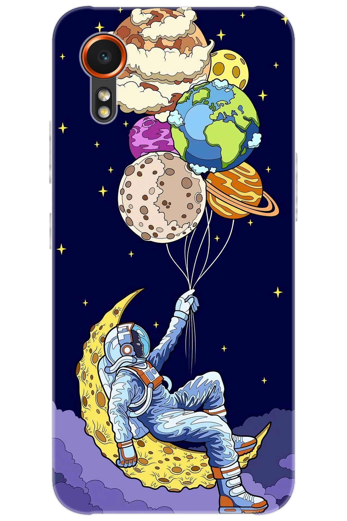 Ceppare Samsung Galaxy XCover7 (SM-G556B) Uyumlu Kılıf Desen Baskılı Silikon Astronot STK:729 CP-swSbCB7