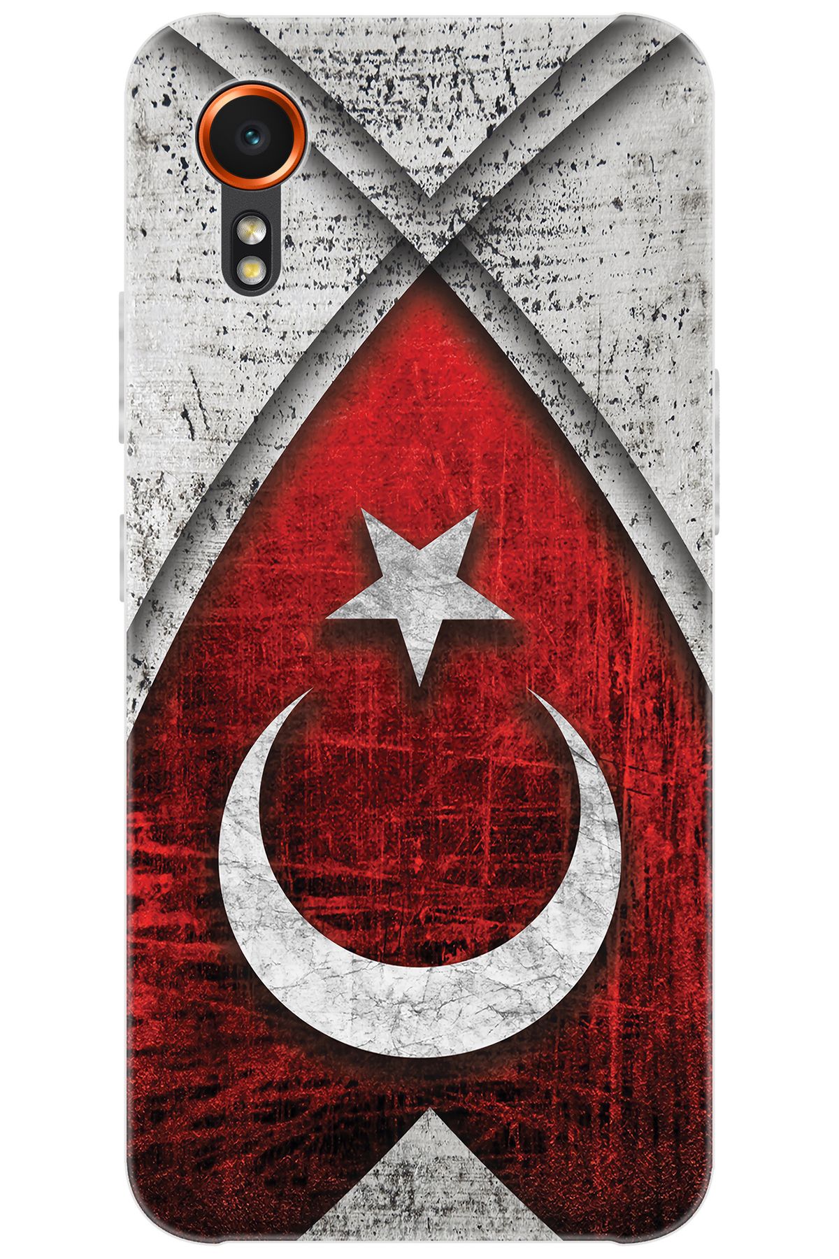 Ceppare Samsung Galaxy XCover7 (SM-G556B) Uyumlu Kılıf Desen Silikon Türk Bayrağı Tasarım STK:380 CP-WNaFwMS