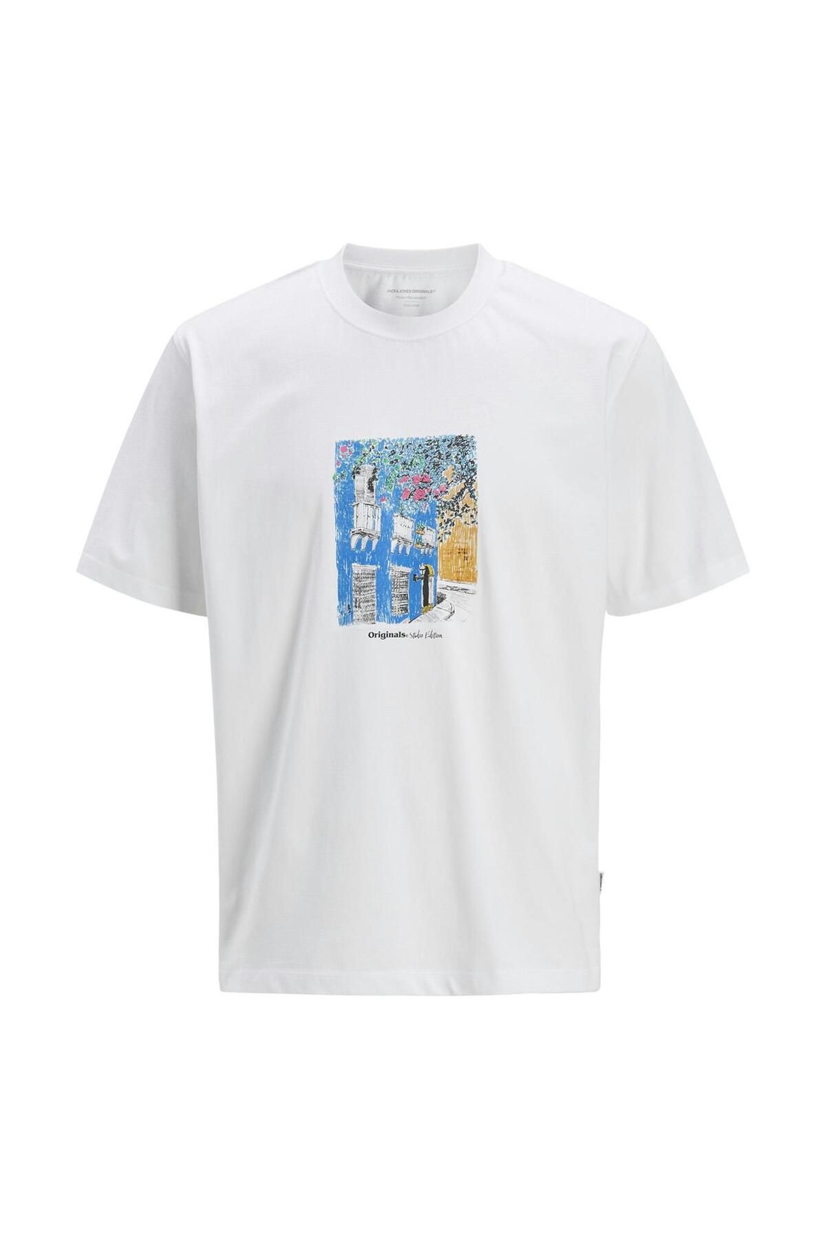 Jack & Jones Jorparos Graphic Bisiklet Yaka Beyaz Erkek Tişört 12273494