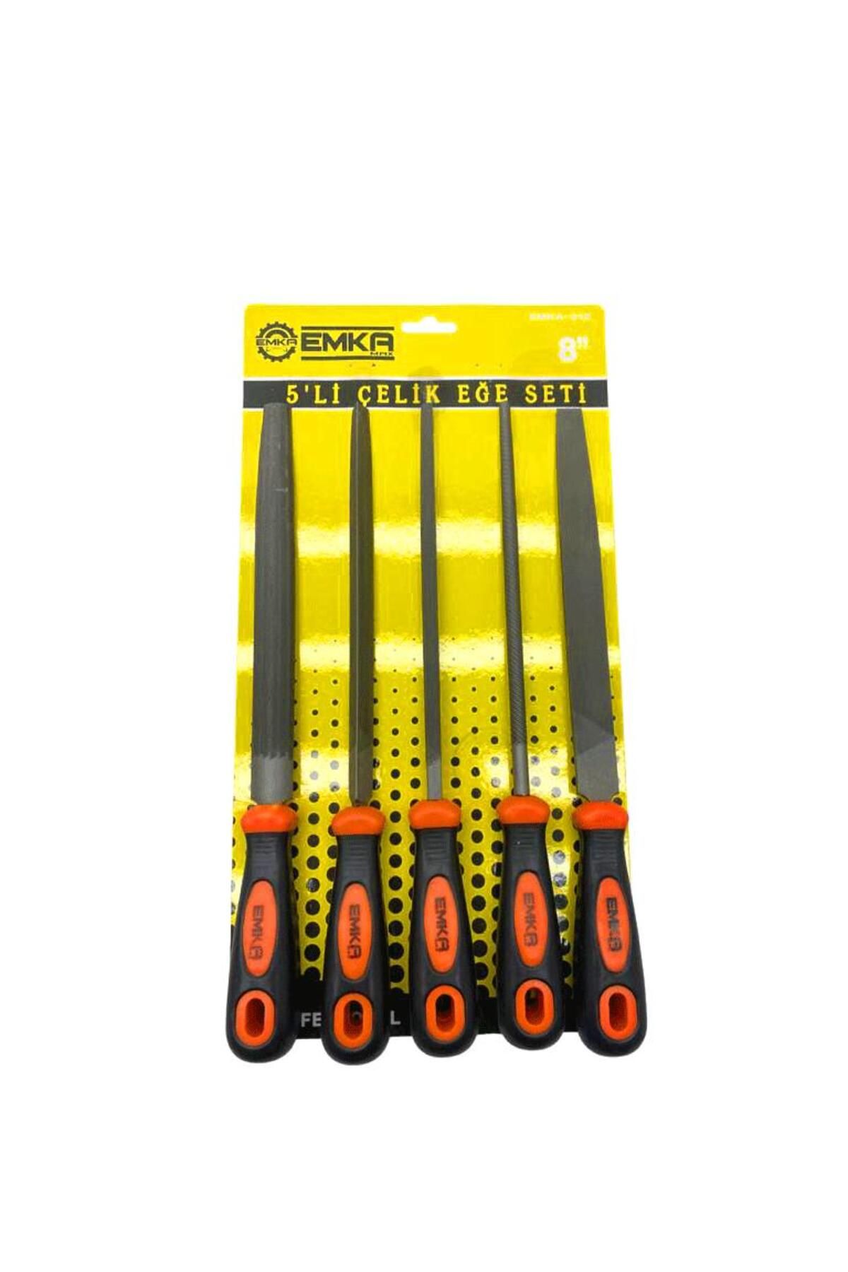 Modafiks 5 PARÇA 8'' ÇELİK EĞE SETİ BALIK SIRTI - ÜÇGEN - KARE - YUVARLAK - DÜZ GENİŞ (4767)