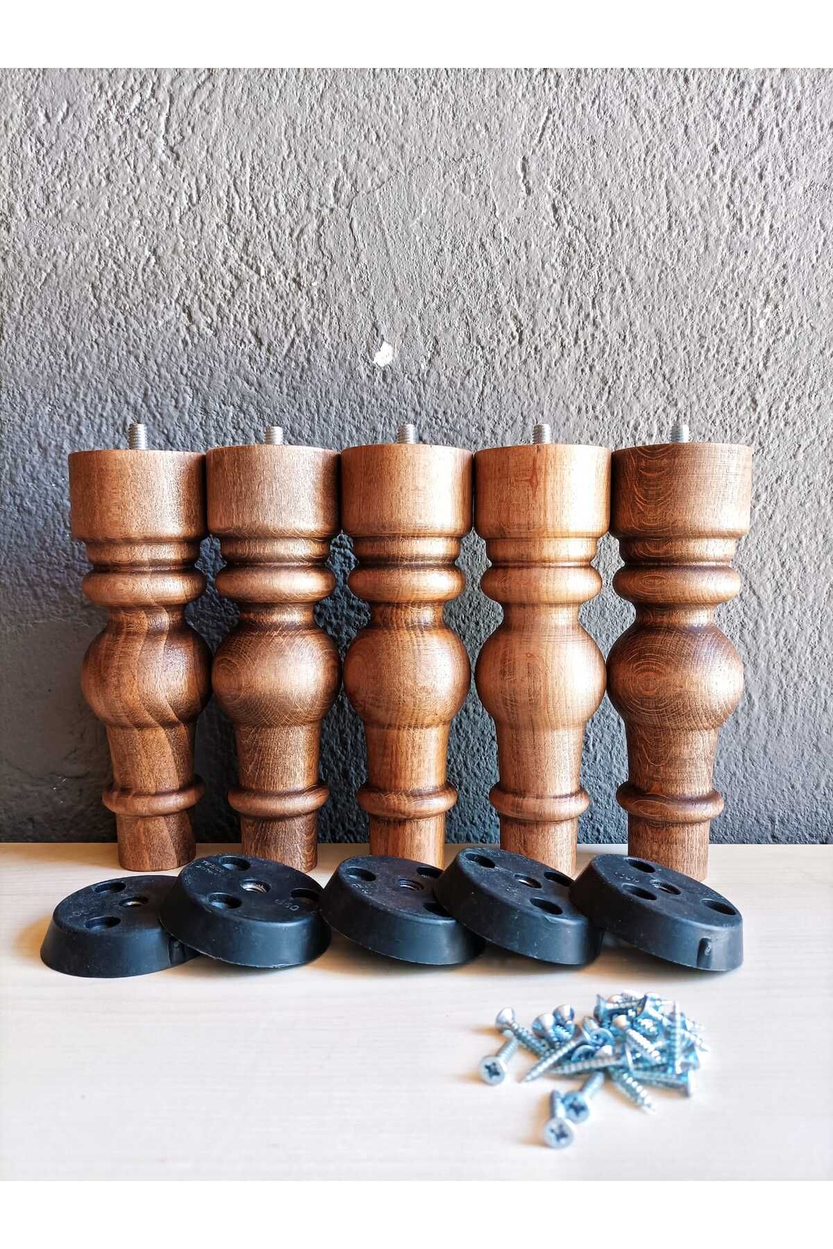 Dijital Bazar DİJİTAL BAZAR SÜMBÜL 17 CM CEVİZ 5 Lİ TORNA AYAK