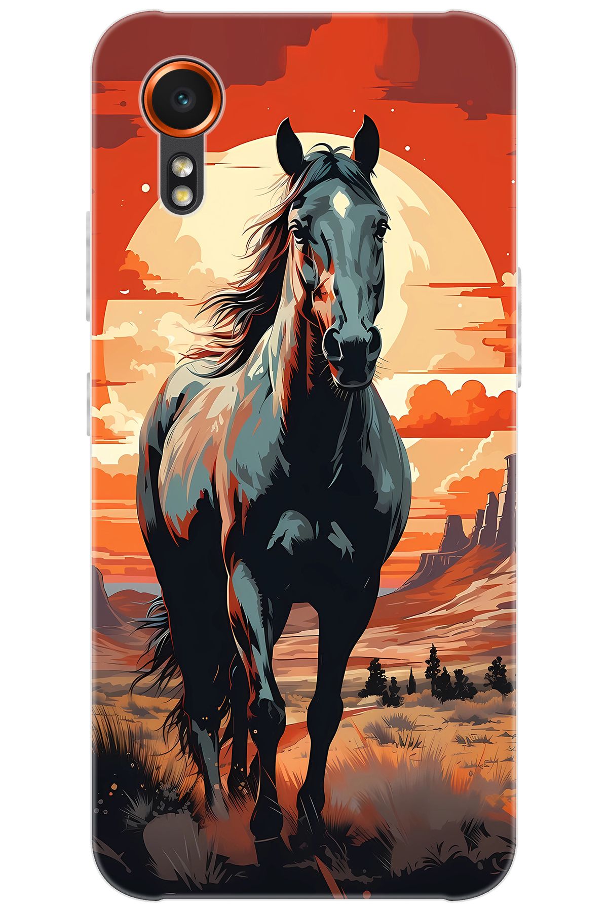 Ceppare Samsung Galaxy XCover7 (SM-G556B) Uyumlu Kılıf Desen Baskılı Silikon Western Atı STK:655 CP-4FuaxQ2