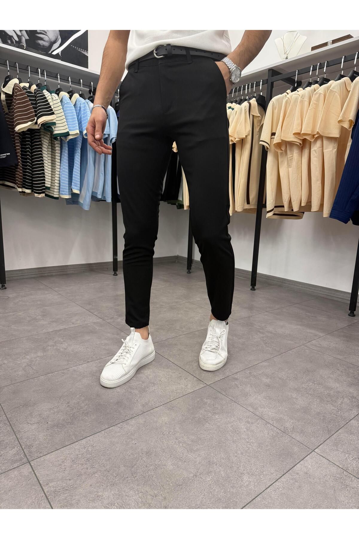 Butik Likralı Slimfit Kumaş Pantolon Siyah