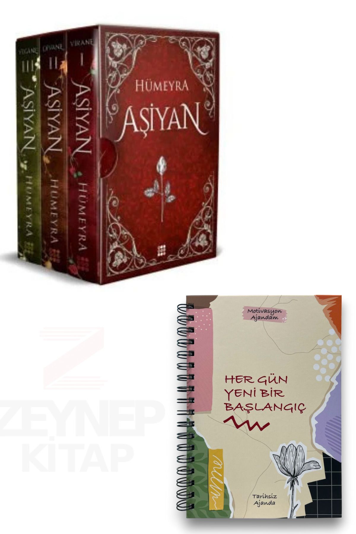 Dokuz Yayınları Aşiyan 3 Kitap Set(KARTONKAPAK)Motivasyon Ajandam Tarihsiz Ajanda Hediye