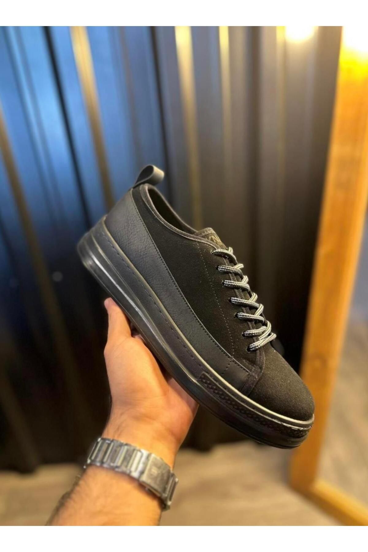 Byshoes Knack Sneakers Ayakkabı 010 Siyah Süet (Siyah Taban)
