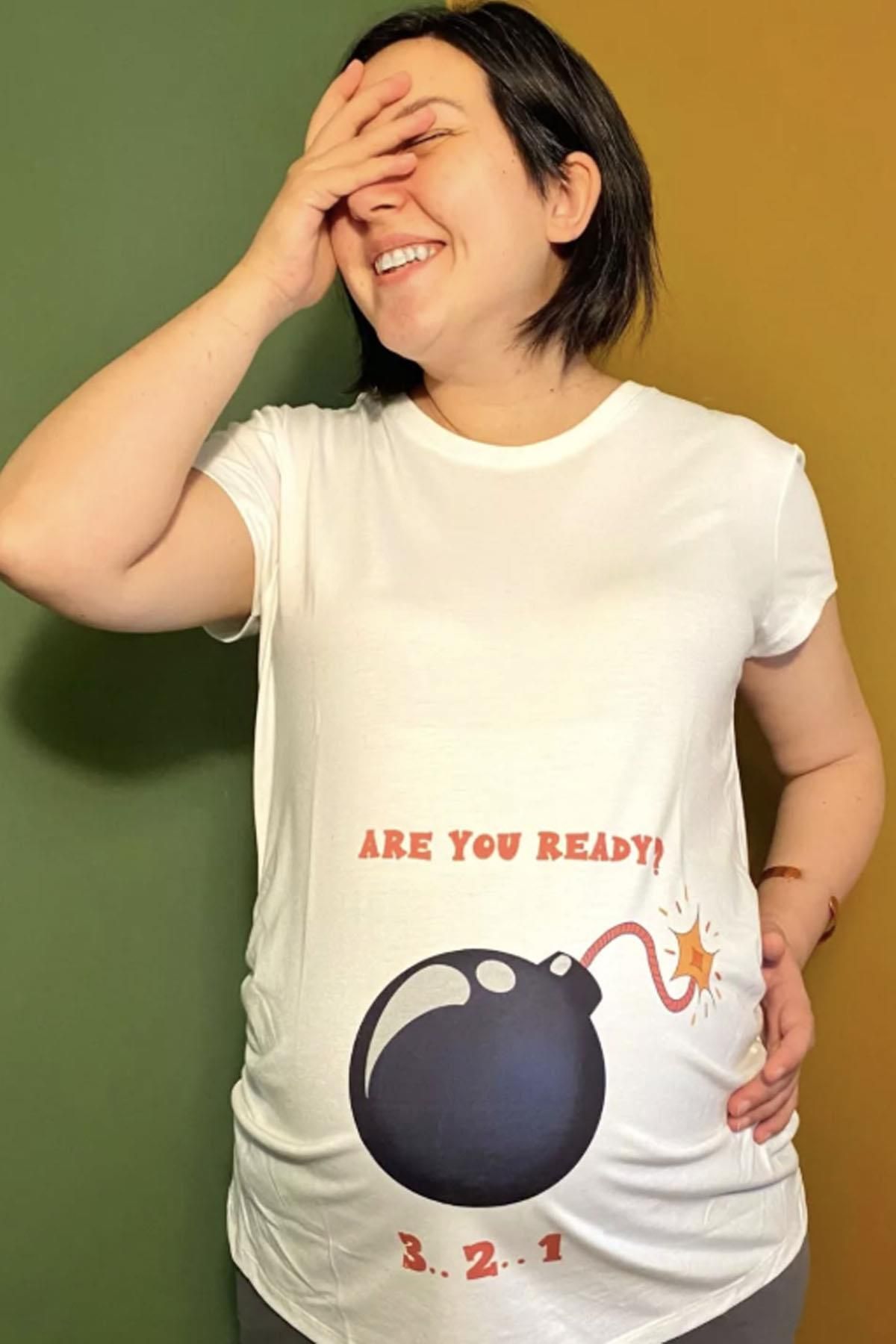 Luvmabelly Mom's City Hamile Baskılı Tshirt
