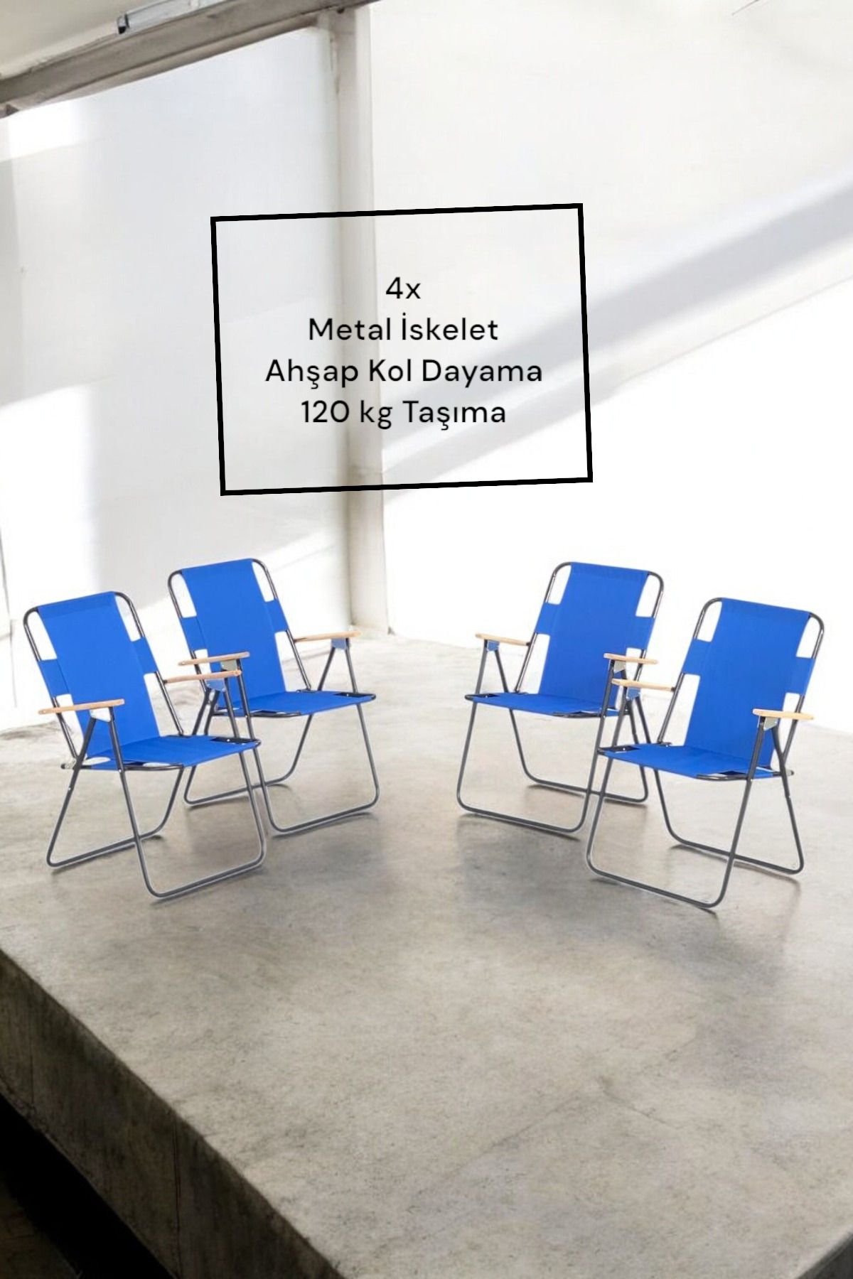 onehediye 4'lü Katlanır Portatif Plaj Kamp Piknik Sandaliyesi