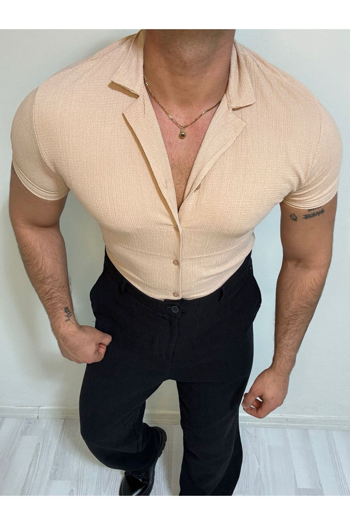 Butik Kısa Kol İtalyan Kesim Slimfit Gömlek