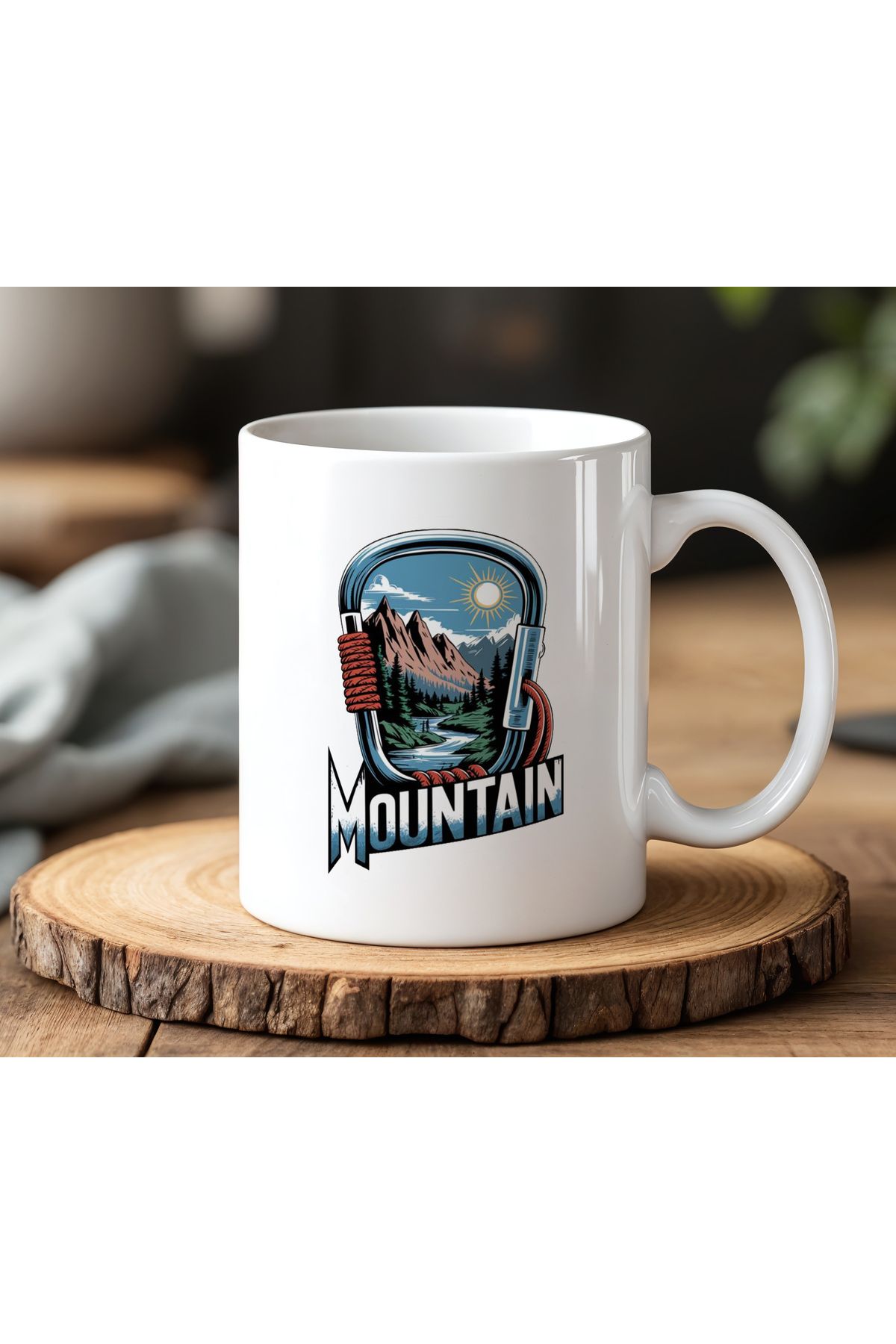 BB TRADE Mountain Tasarımlı Beyaz Seramik Baskılı Kupa Bardak 330ml