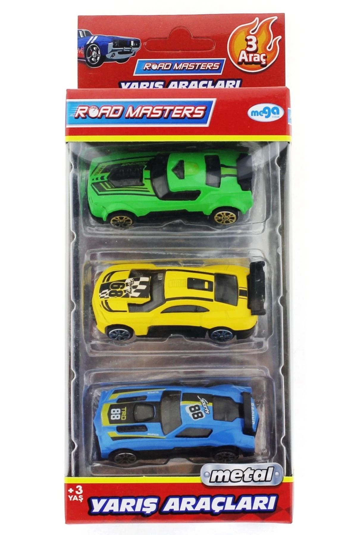 Emperium Die Cast Metal 3'lü Yarış Arabaları Yeşil Araçlı