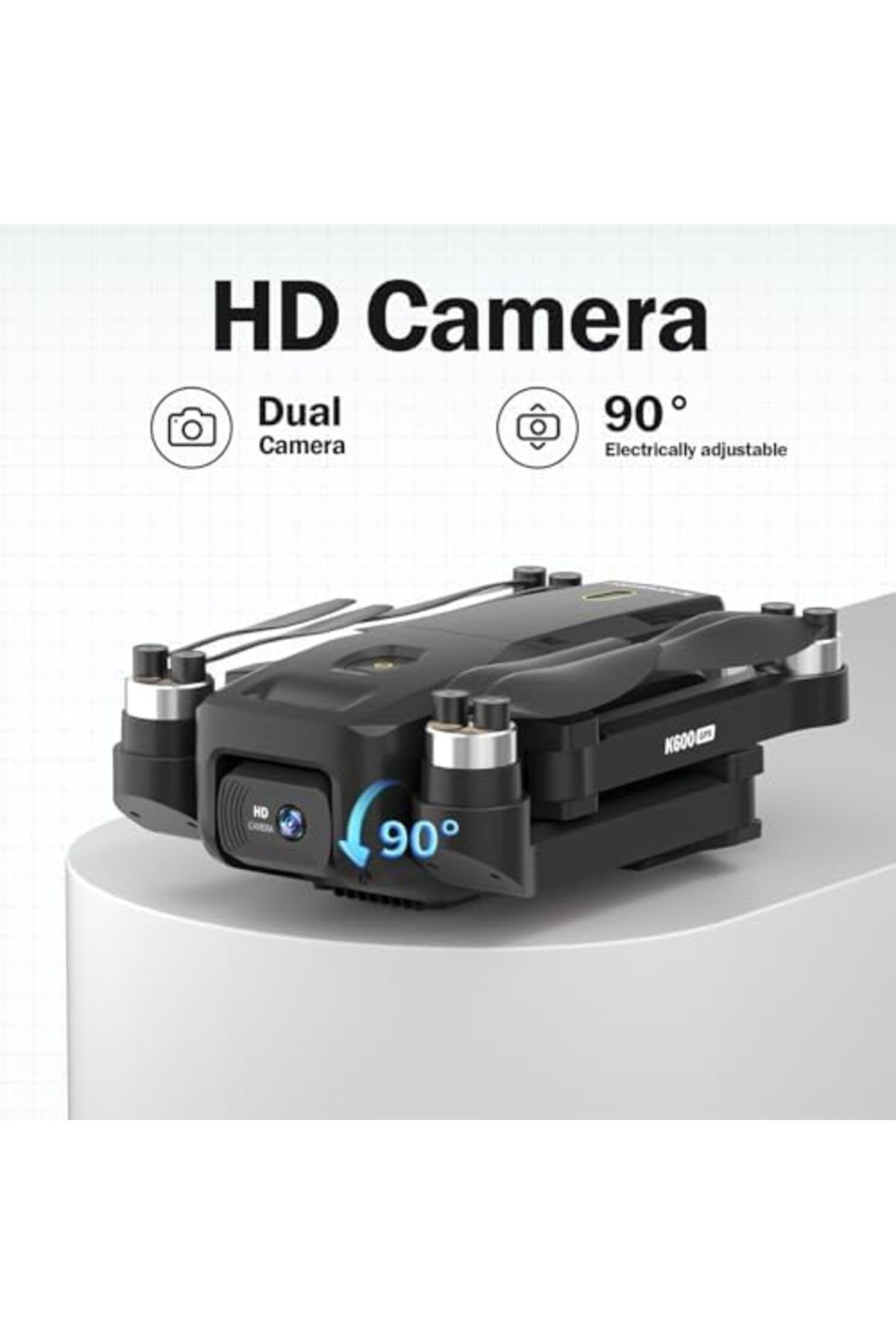 GPS-K600 GPS Drone with 4K Camera, Remote Controller with UHD Screen, Windproof Foldable Drone with SD Card, 3