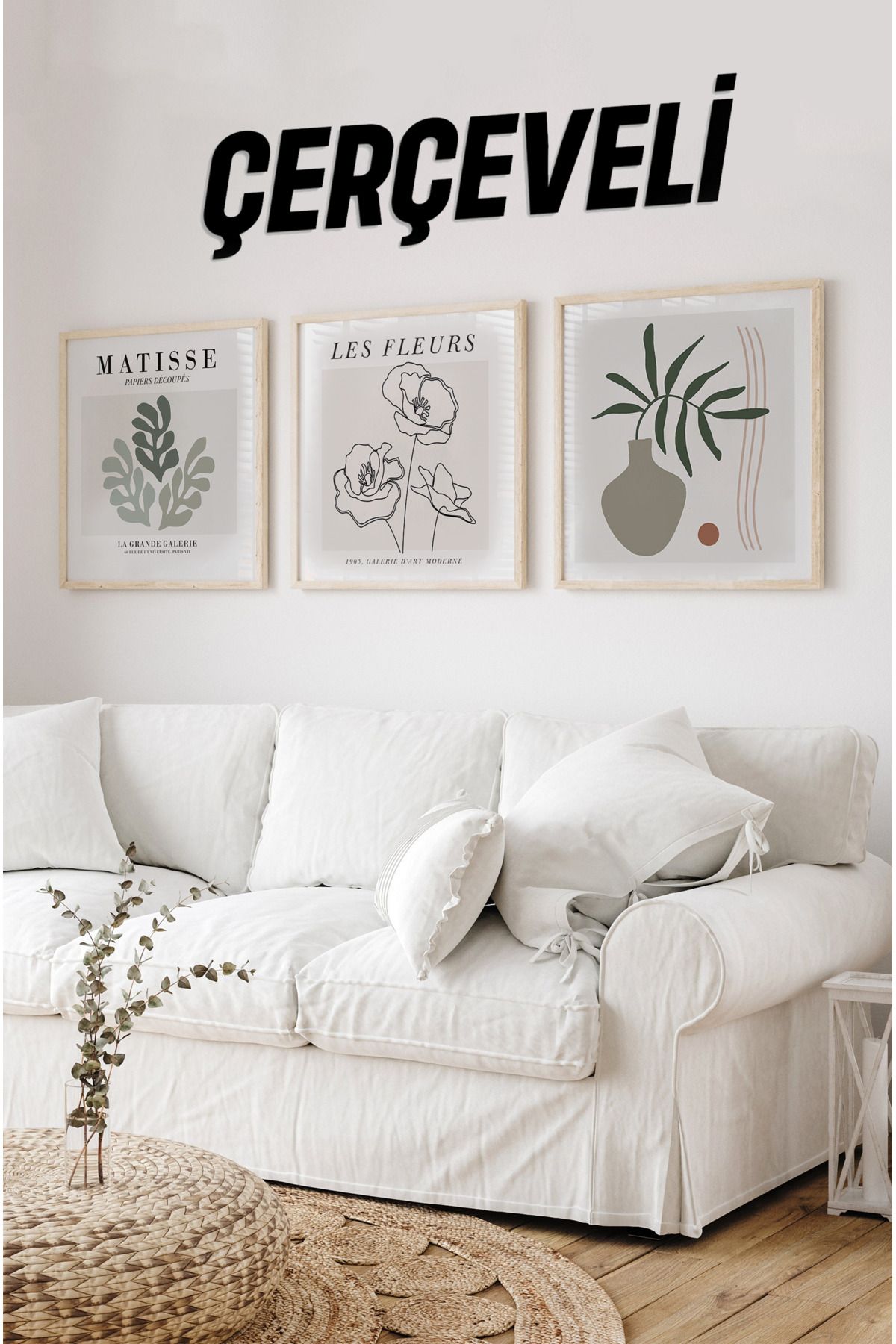 kutuTR Ahşap Çerçeveli Mdf Kare Tablo Seti Salon Ve Oturma Odası Için KR4028