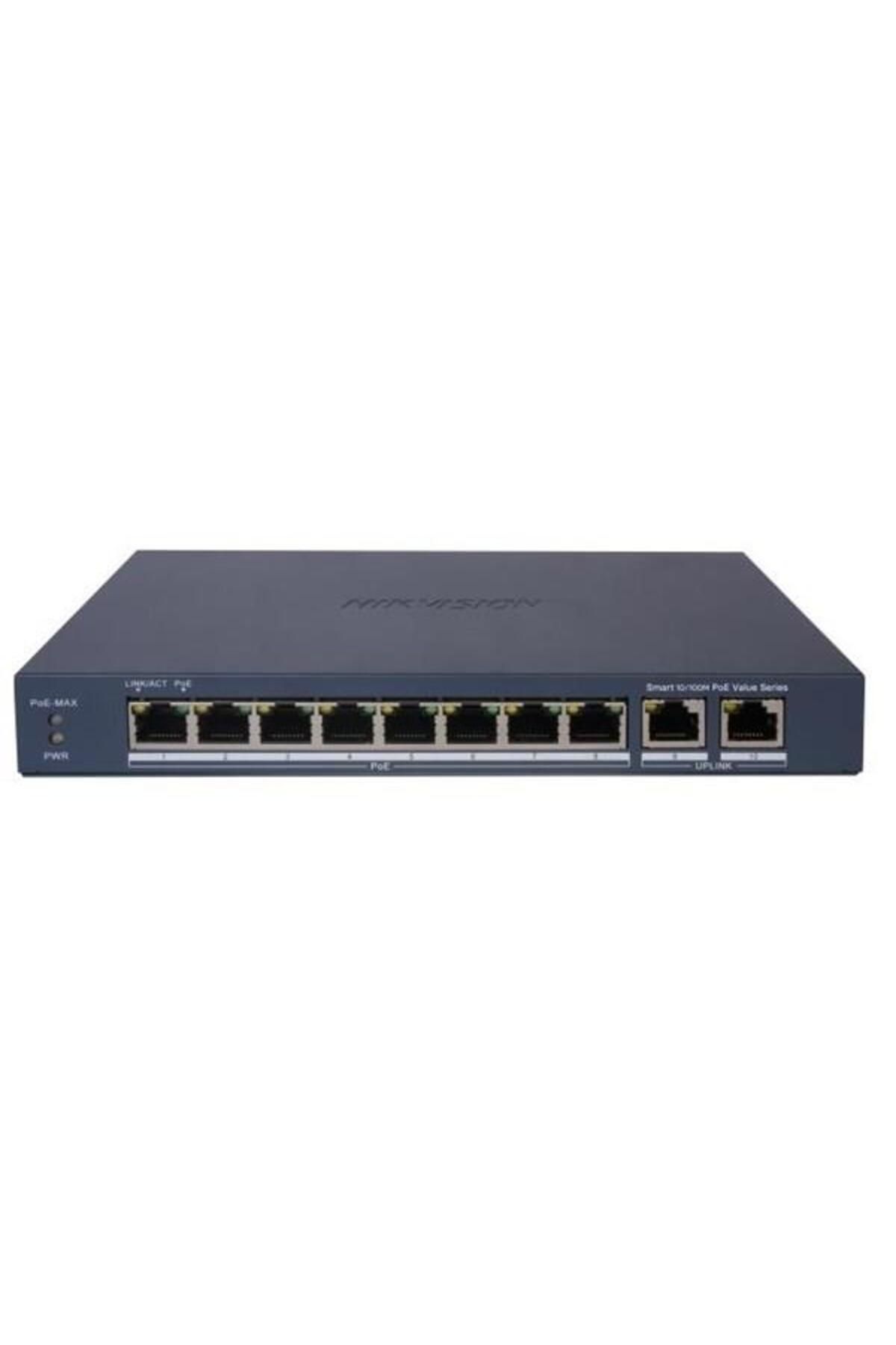 Hikvision 8port 60w FULL PoE DS-3E1310P-EI/M 10/100 2X-UPLINK Yönetilemez Switch Metal