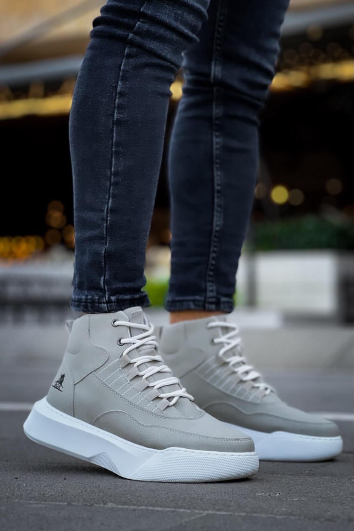 Byshoes-BA0318 Lace-Up Men's High Sole Gray Sole Sports Boots 1