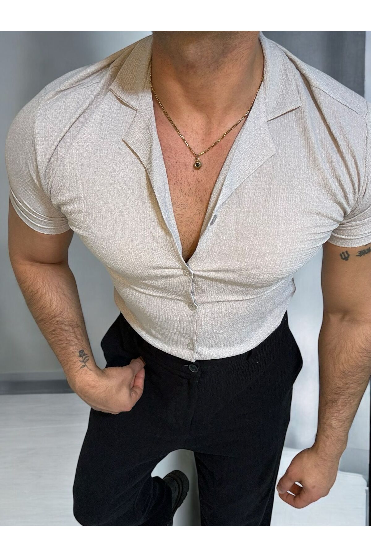 Butik Kısa Kol İtalyan Kesim Slimfit Gömlek