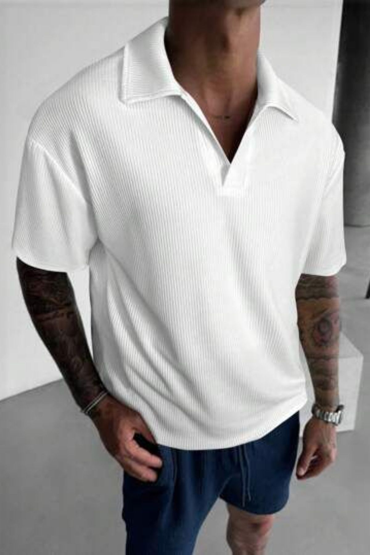 GBRO Fitilli Ottoman Premium Kumaş Polo Yaka Unisex T-Shirt
