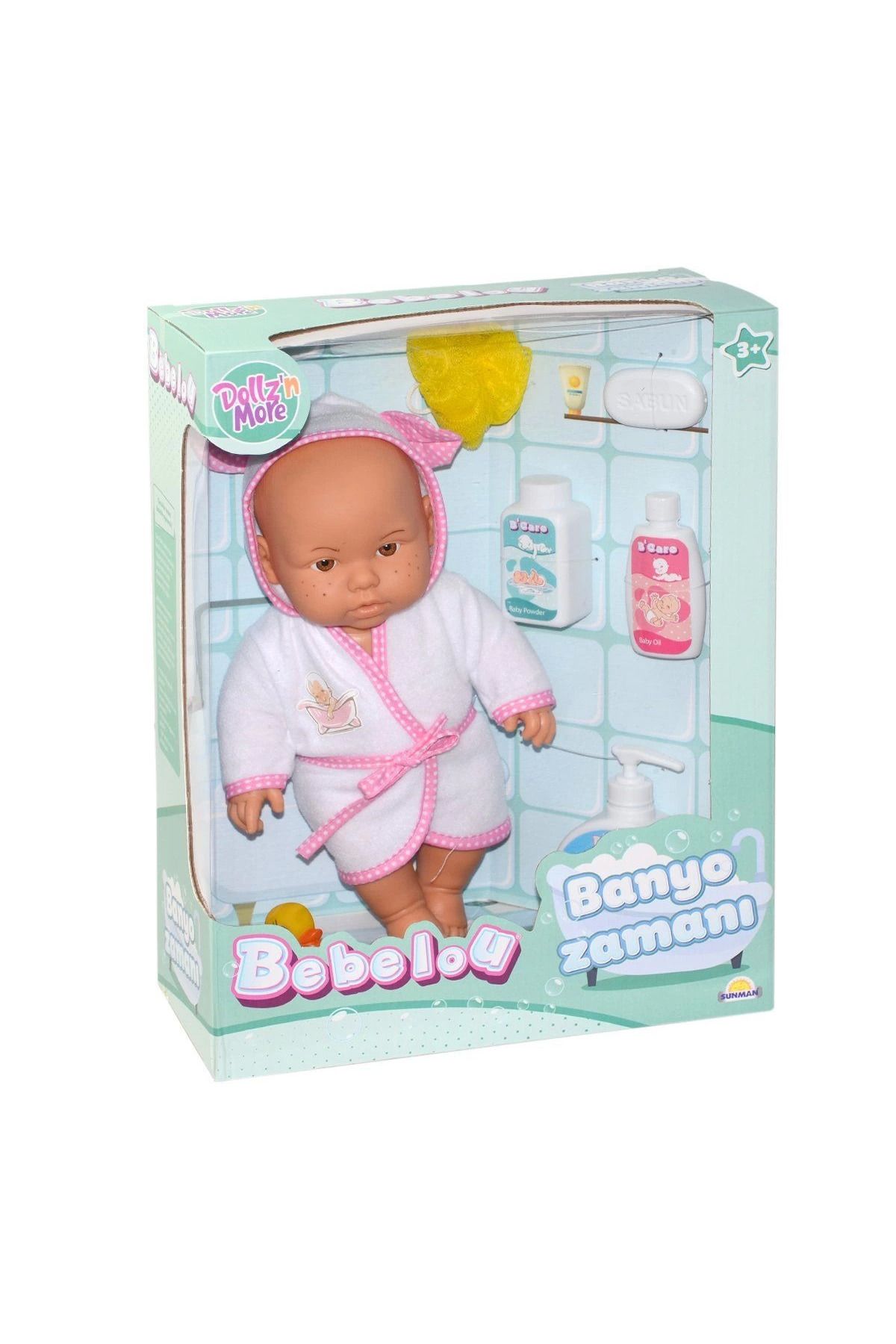 Eldenör 030031 Sunman, Bebelou Banyo Zamanı Bebek Seti, 35 Cm / +3 Yaş