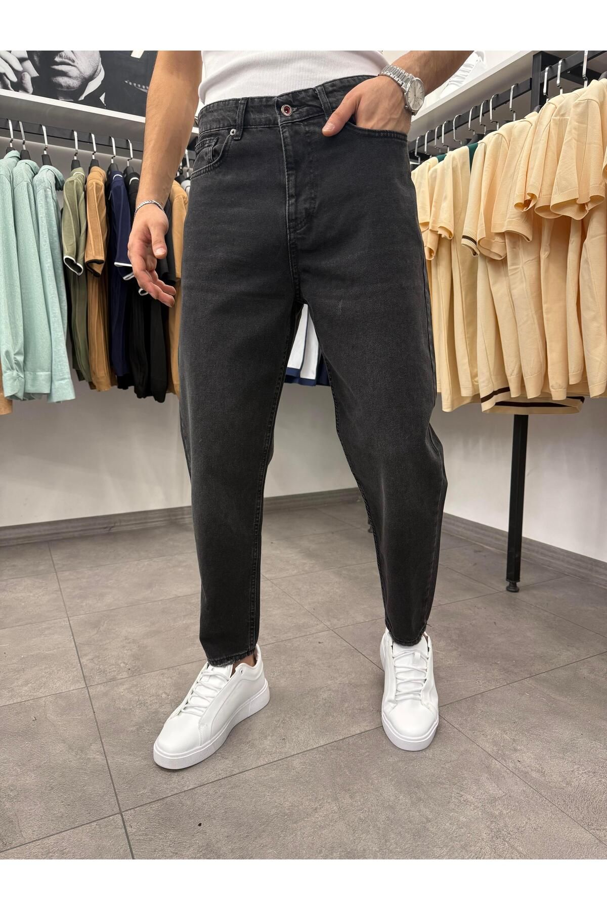 Butik Boyfriend Kot Pantolon Antrasit