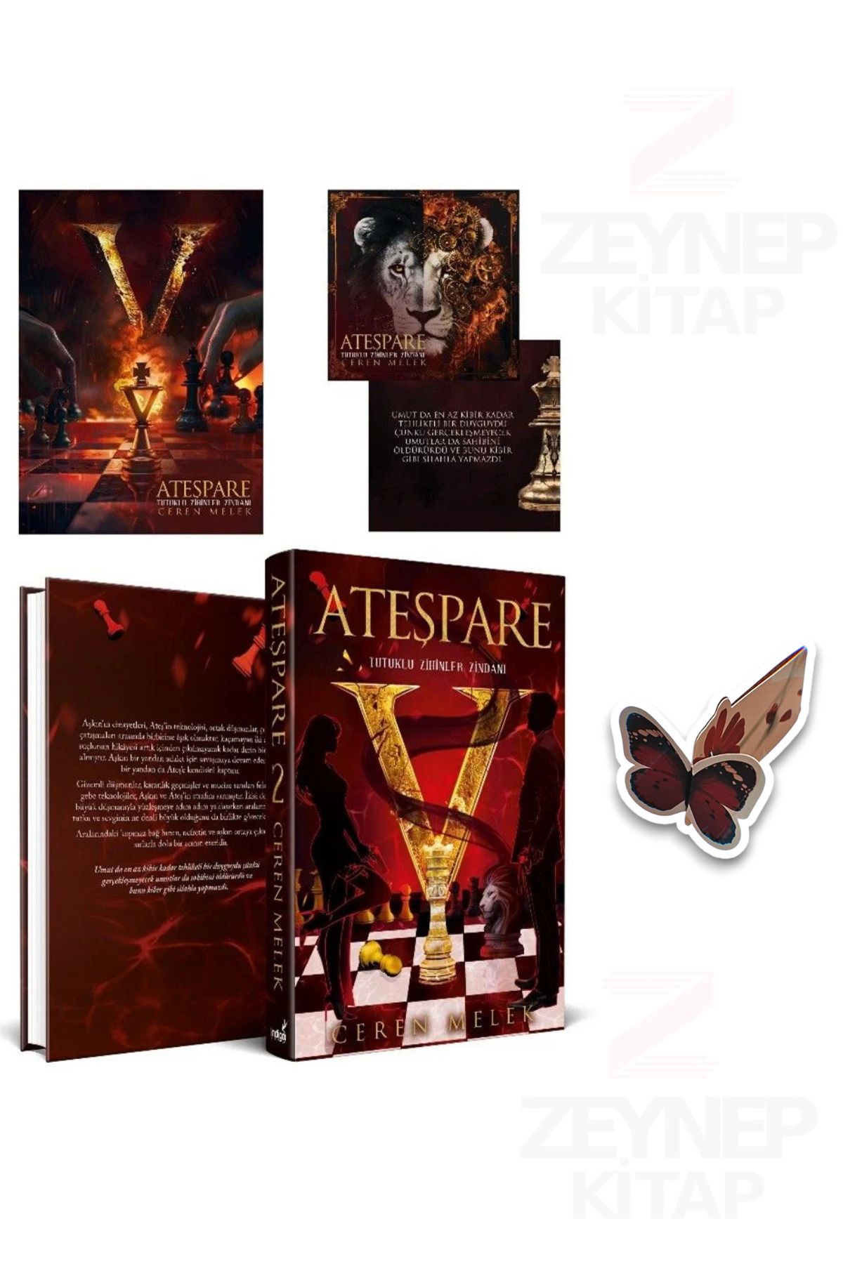 İndigo Kitap Ateşpare 2(CİLTLİ)Özel Tasarım Hareketli Kelebek Ayraç Hediye