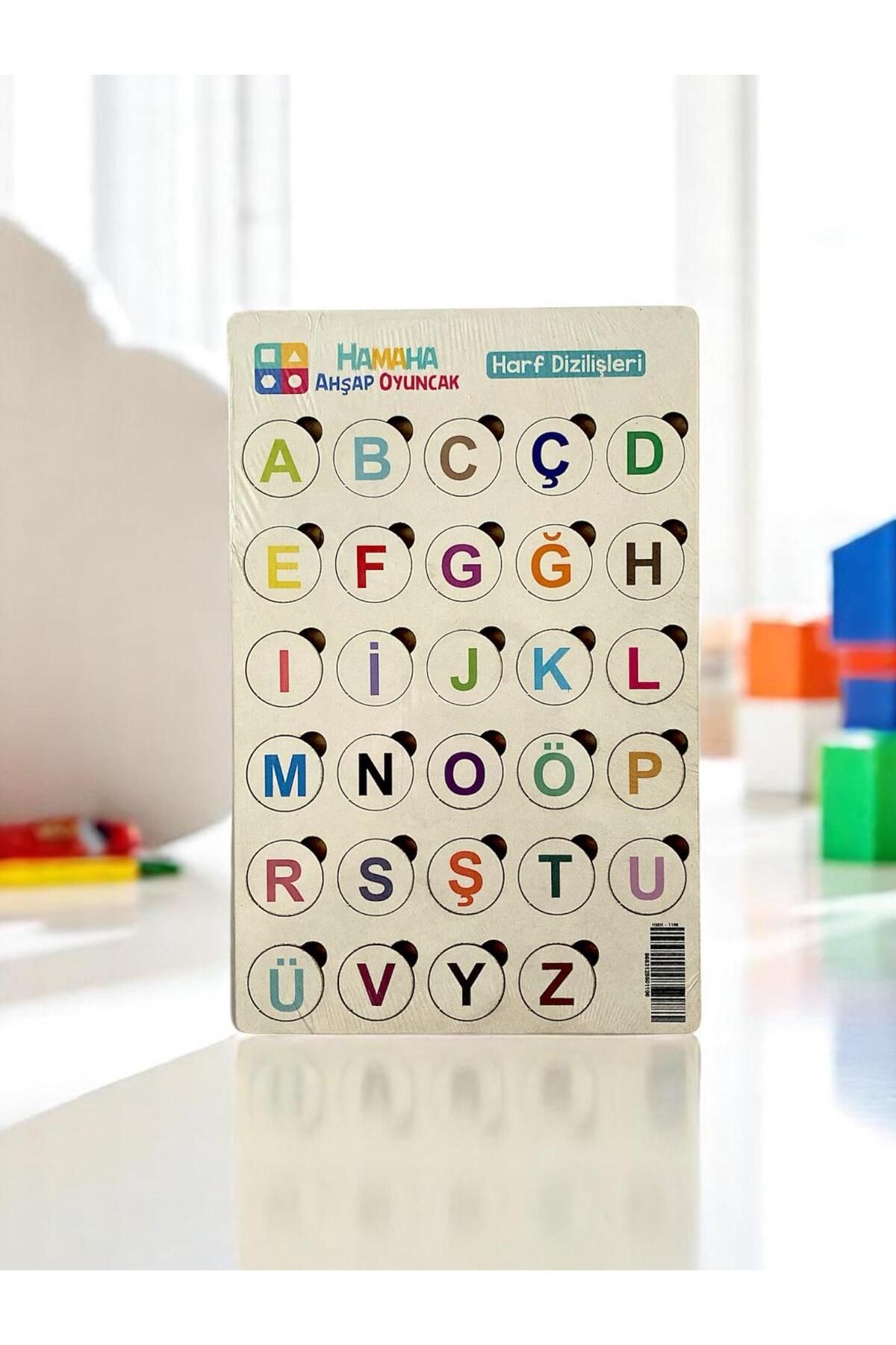 Luzay Ahşap Harf Dizilişleri Bultak Alfabe Puzzle Eğitici Oyuncak Renkli Harfler Seti