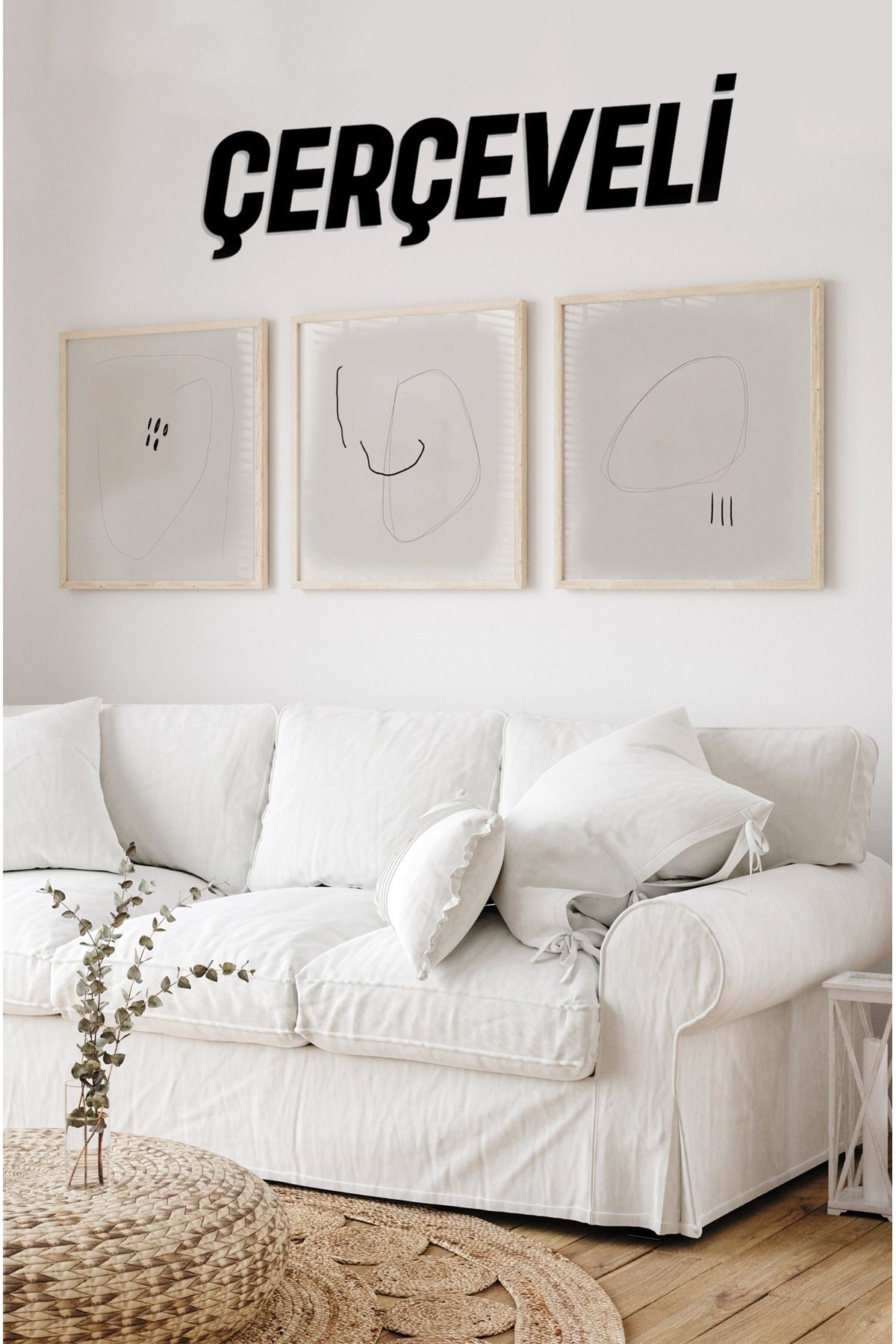 kutuTR Ahşap Çerçeveli Mdf Kare Tablo Seti Salon Ve Oturma Odası Için KR4030