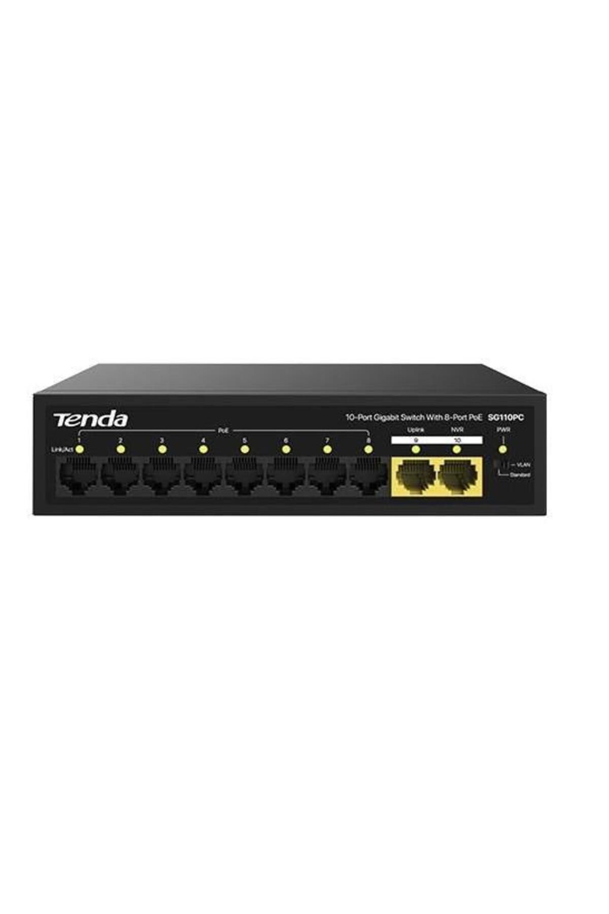 Tenda 10port 100w 8port PoE SG110PC GIGABIT 2-Uplink Yönetilemez Switch