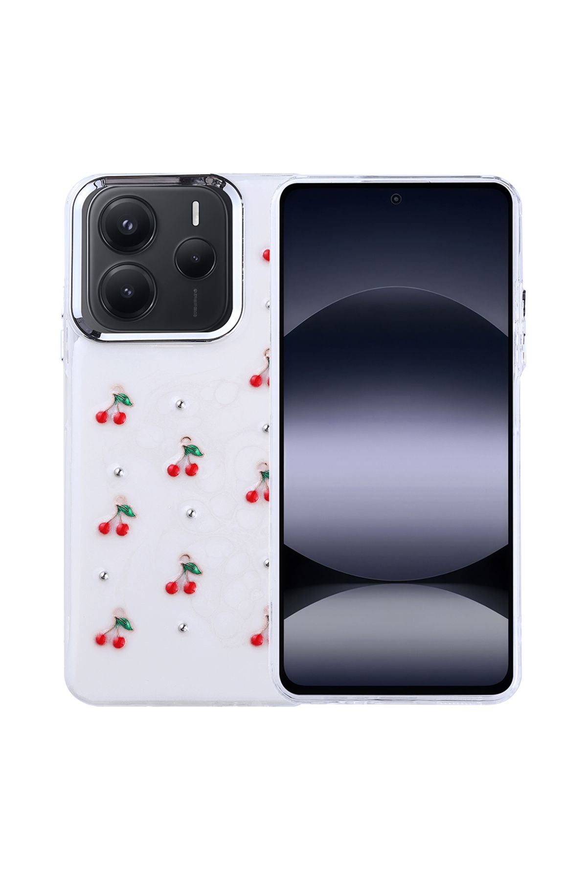 Ummeslem Xiaomi Redmi Note 14 5G Cep Telefonu için Uyumlu Kılıf Airbag Tasarımlı Simli Şeffaf Kutup Kapak