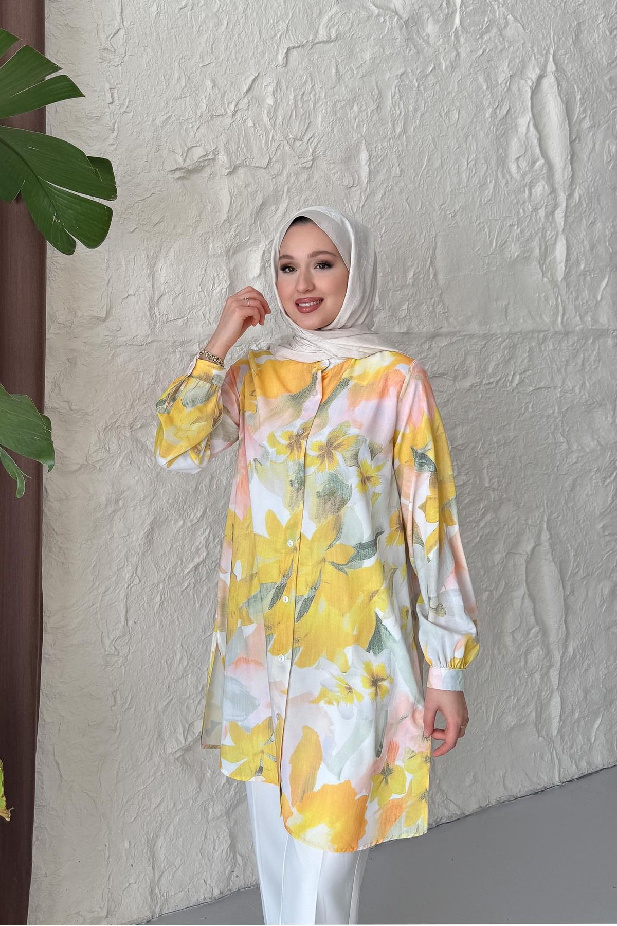 Rimel Moda Benin Çiçek Desenli Gömlek