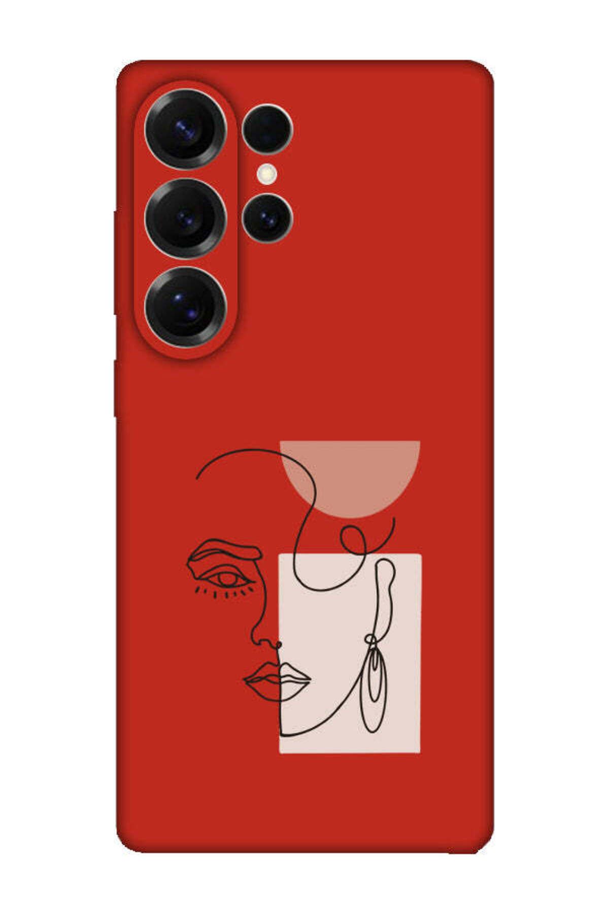 frondcase Samsung S25 Ultra Women Art Kırmızı Telefon Kılıfı
