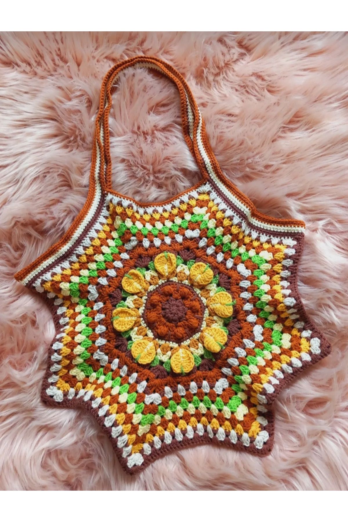 Günebakan Tığişi Mandala Motif Çanta
