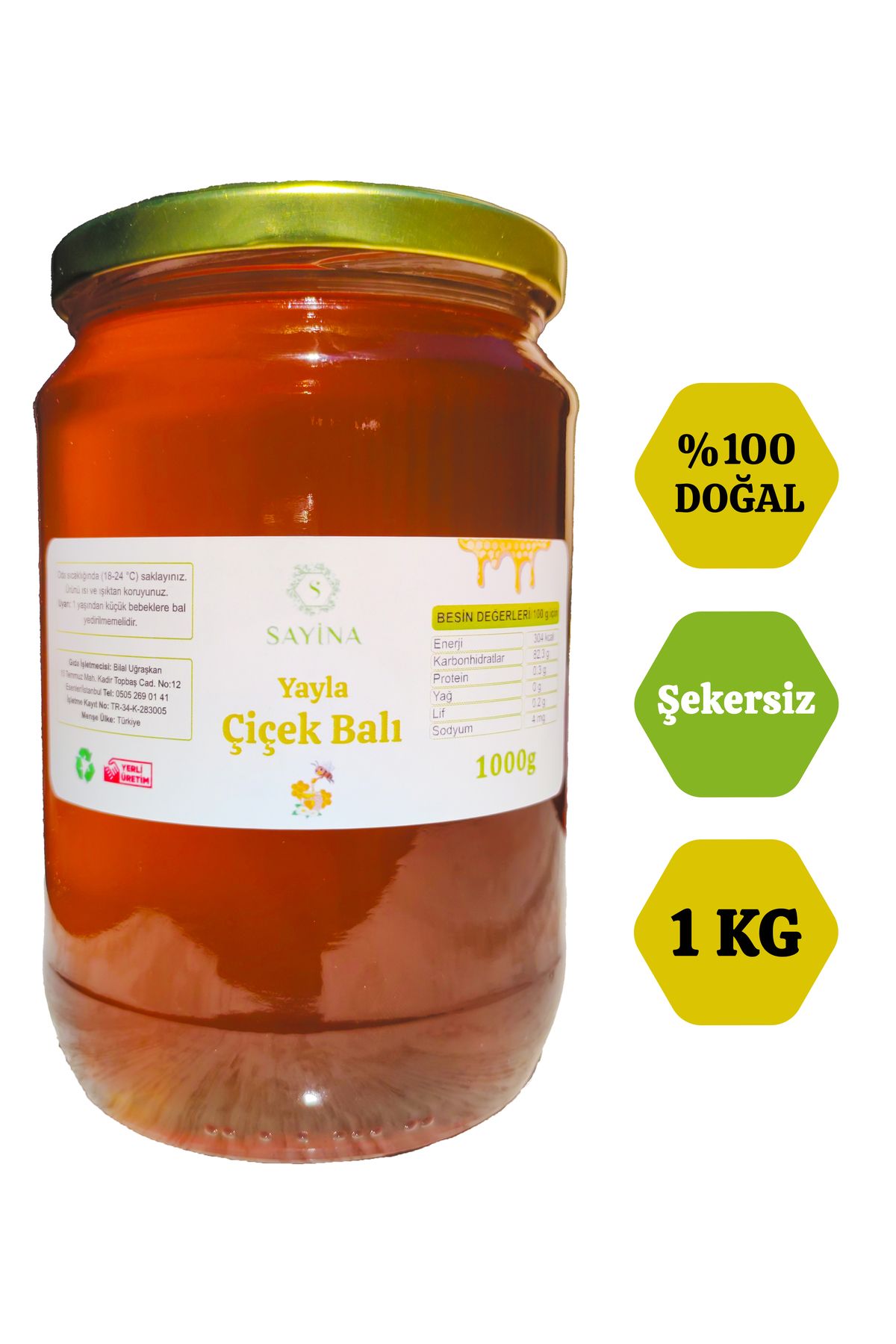 Sayina Doğal Gıda Ovit Yayla Süzme Çiçek Balı Şekersiz 1 Kg