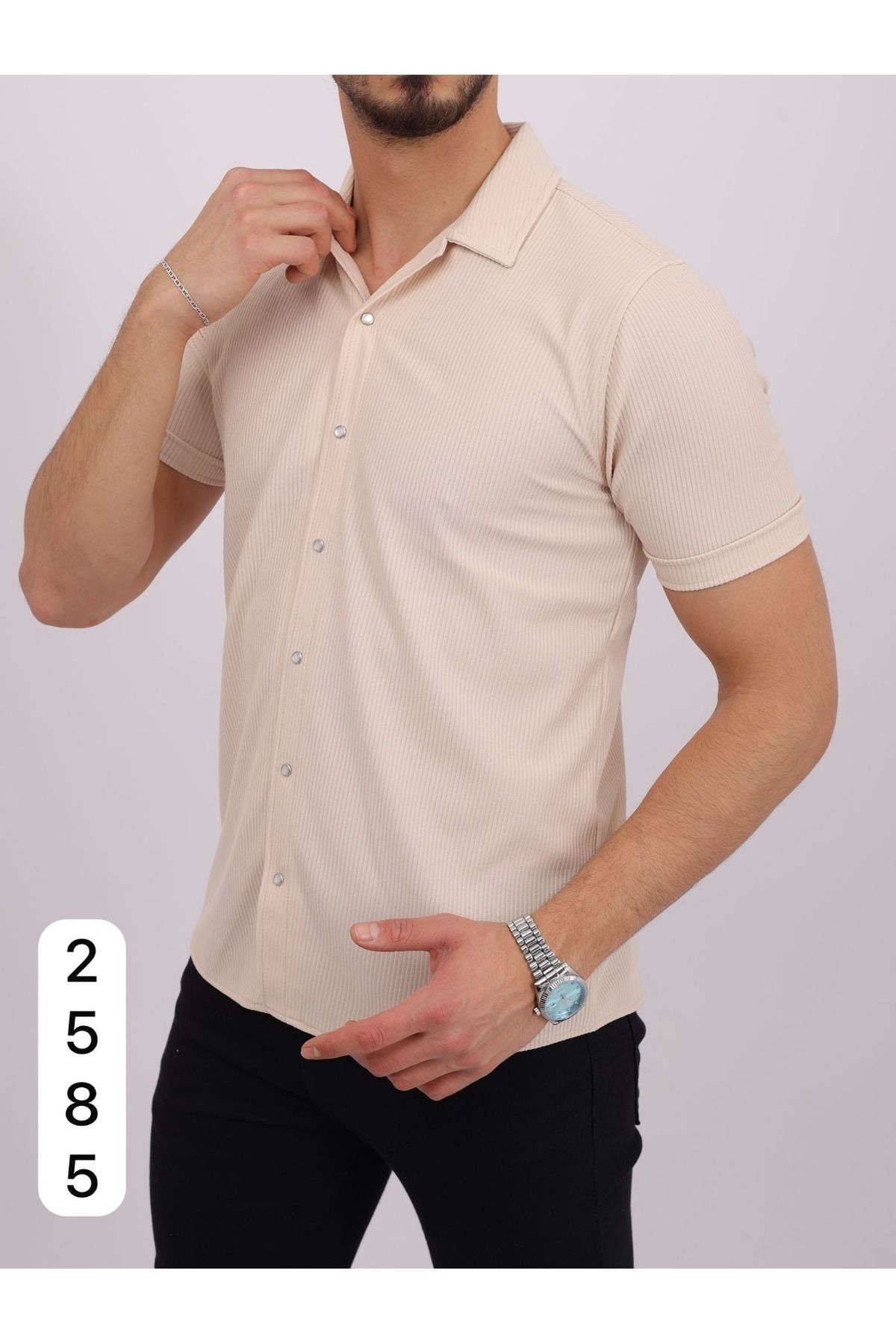 BEYAZTOPTAN %100 KALİTELİ TROY OTTOBAN FULL DÜĞMELİ KISA KOL GÖMLEK