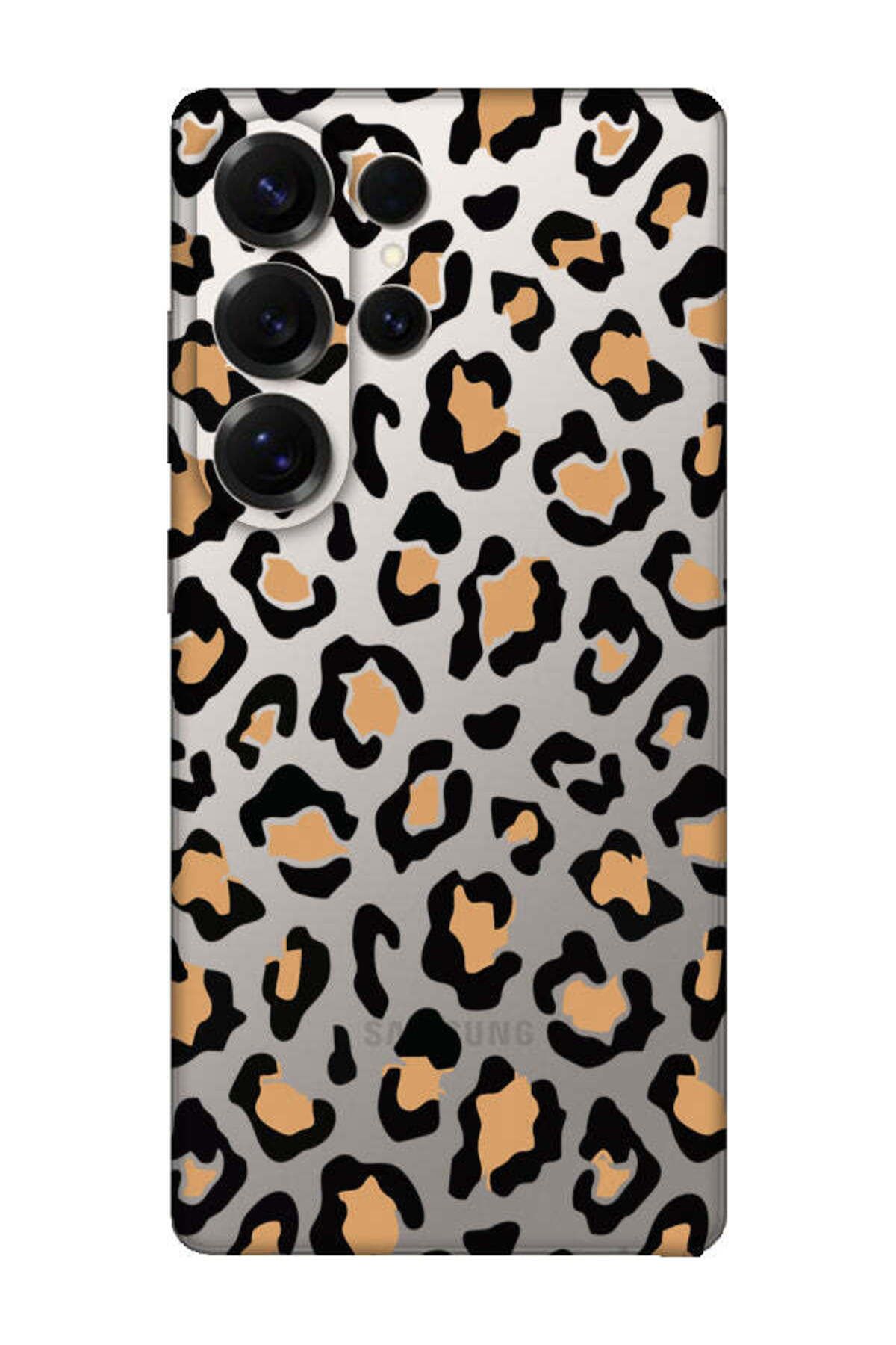 frondcase Samsung S25 Ultra Leopar Desenli Şeffaf Telefon Kılıfı