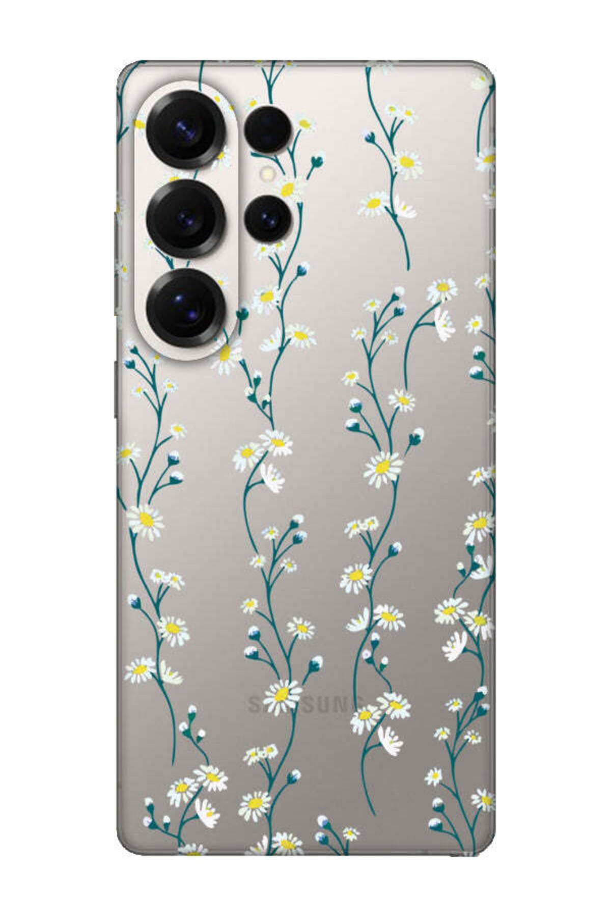 frondcase Samsung S25 Ultra Papatya Sarmaşığı Şeffaf Telefon Kılıfı