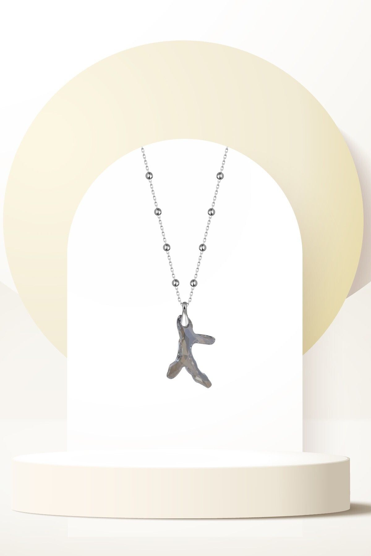 Swaroski Zirconia Crystal Taşlı Silver Shade Mercan Kolye Kadın Yazlık Takı