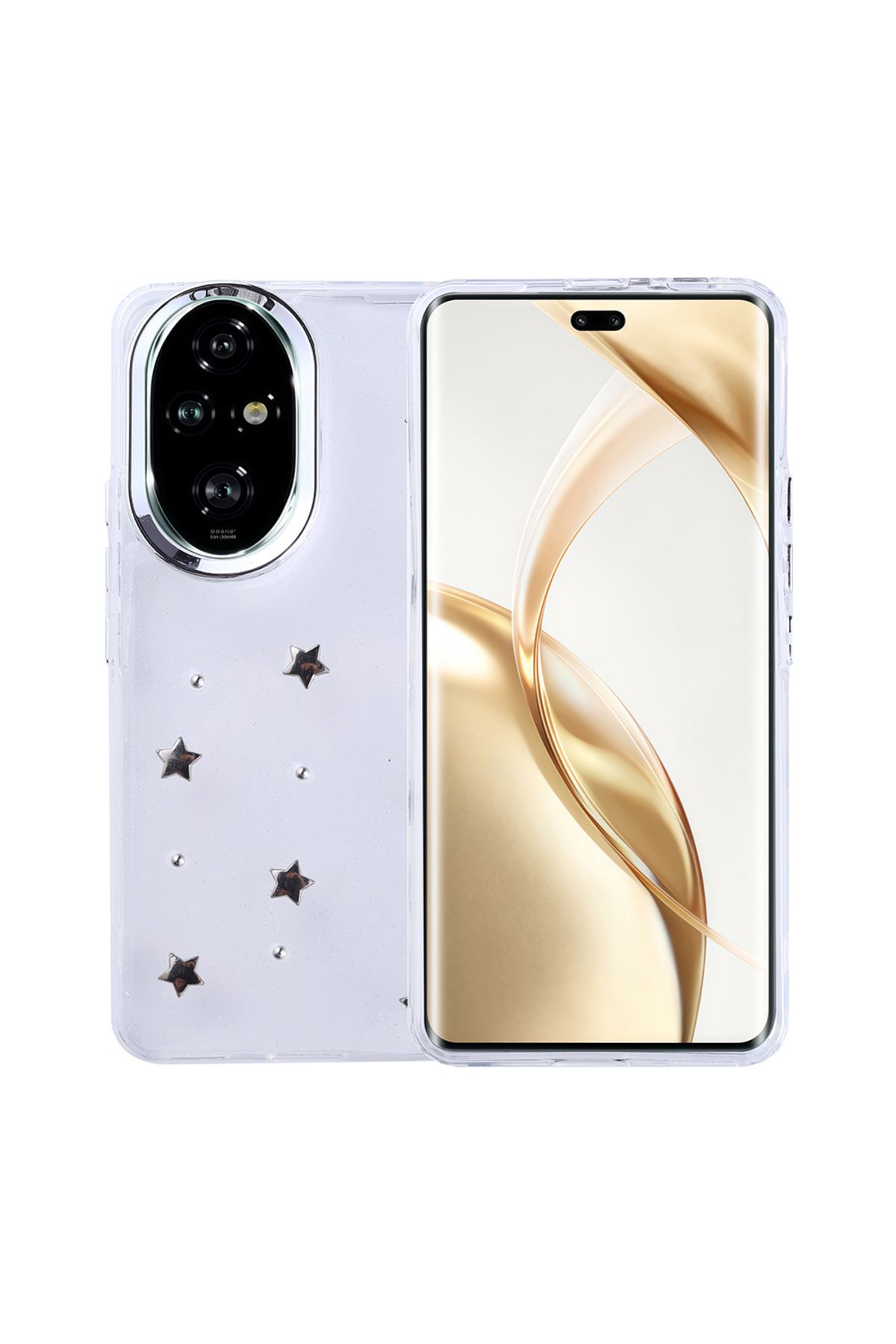 Ummeslem Honor 200 Pro Cep Telefonu için Uyumlu Kılıf Airbag Tasarımlı Simli Şeffaf Kutup Kapak