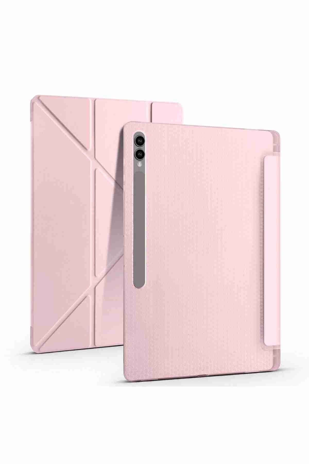 Fuchsia Galaxy Tab S10 Ultra Uyumlu 14.6 inç Kalem Bölmeli Standlı Tri Folding Tablet Kılıfı