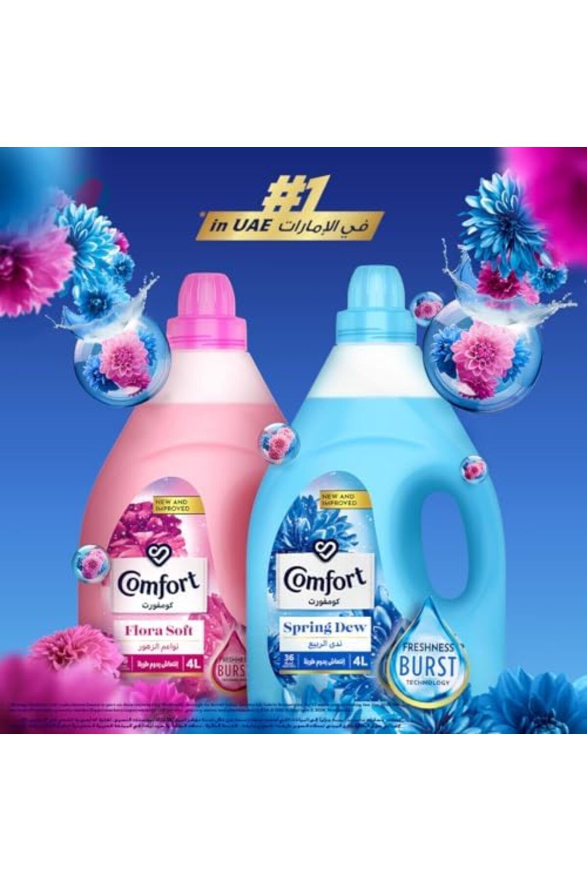 Comfort-Fabric Softener, Spring Dew, with freshness-burst technology for longer lasting fragrance & 8