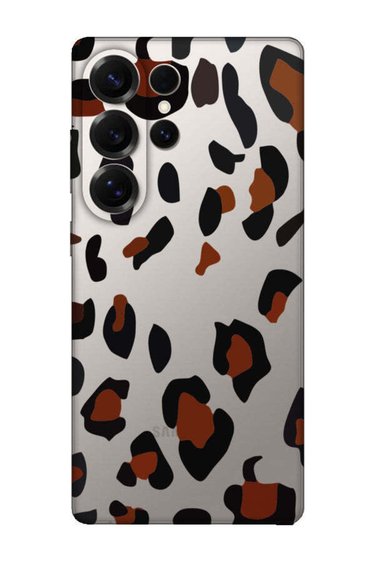 frondcase Samsung S25 Ultra Leopar Desen Şeffaf Telefon Kılıfı