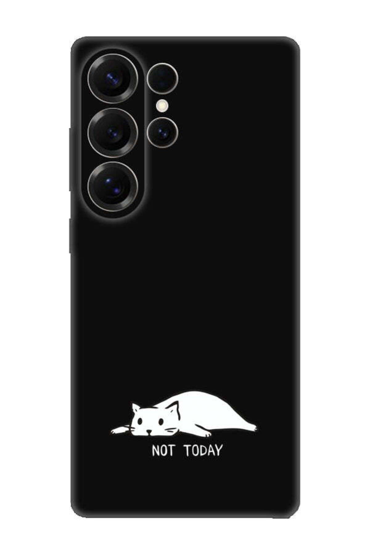 frondcase Samsung S25 Ultra Not Today Kedi Siyah Telefon Kılıfı