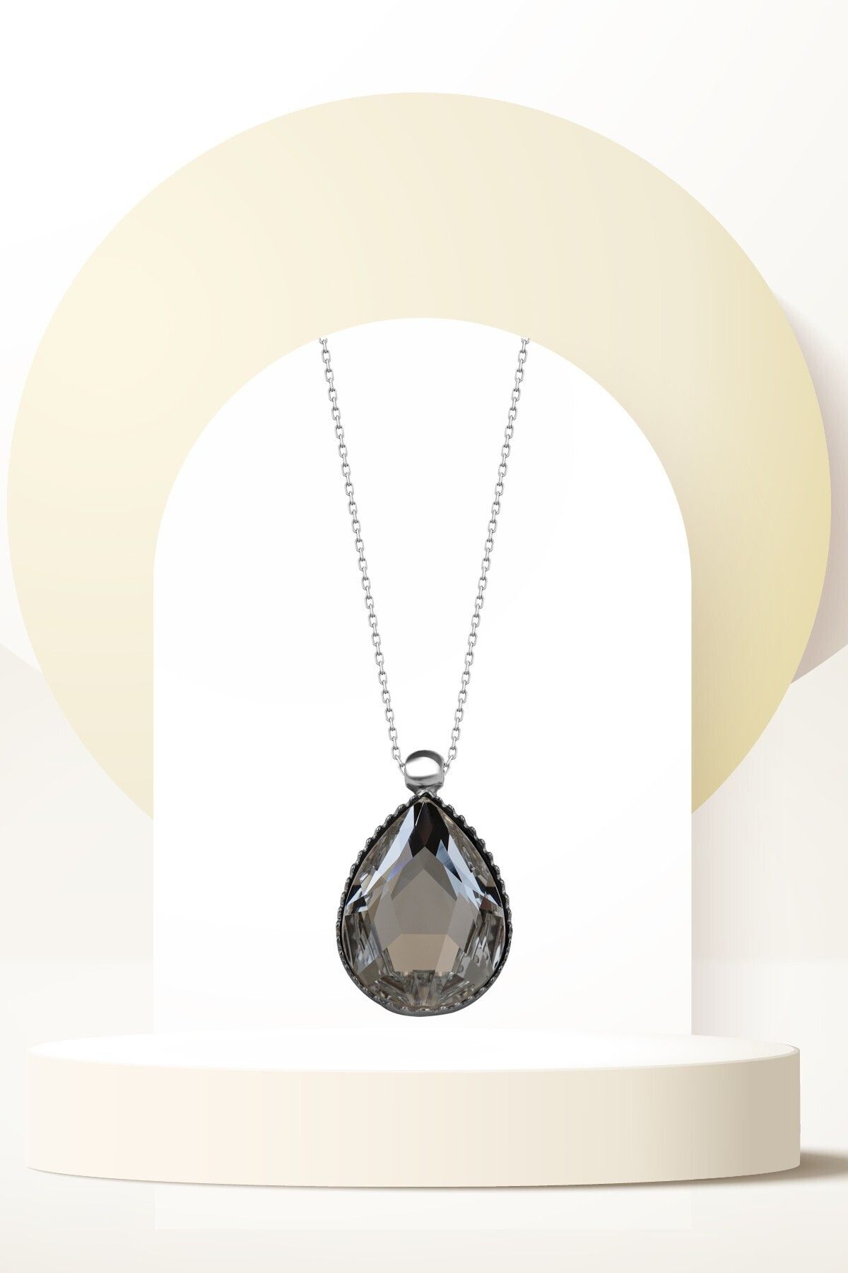 Swaroski Zirconia Crystal Taşlı Damla Kolye Kadın Romantik Aksesuar