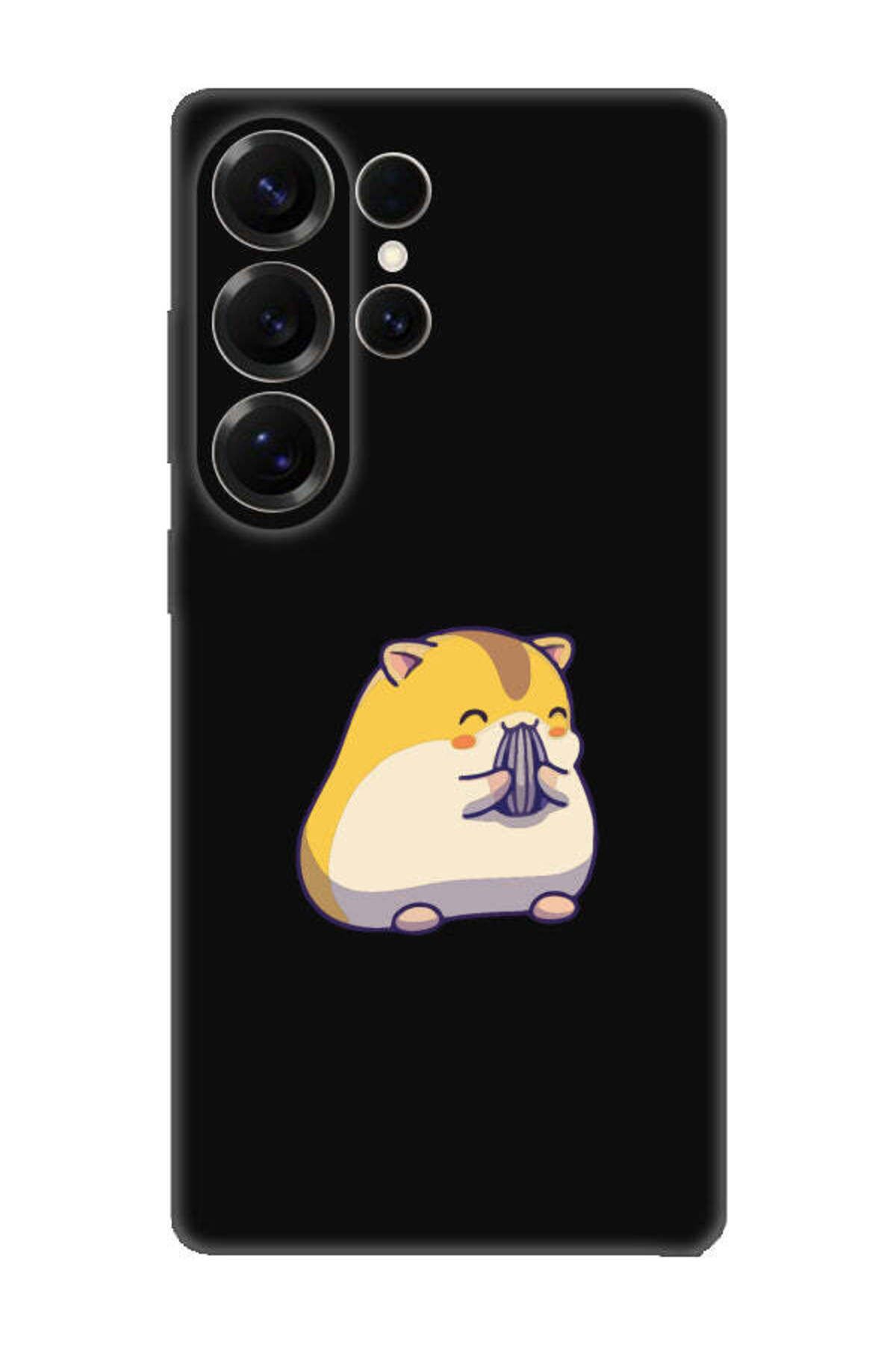 frondcase Samsung S25 Ultra Sevimli Hamster Siyah Telefon Kılıfı